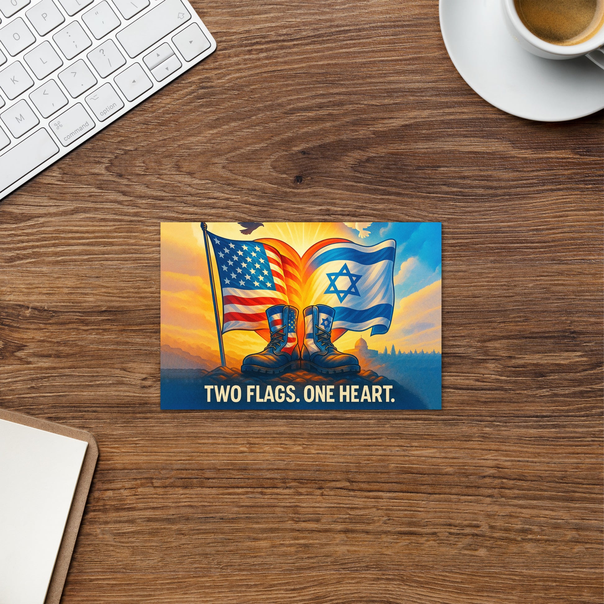 Two Flags. One Hear Greeting Card - American Zionist