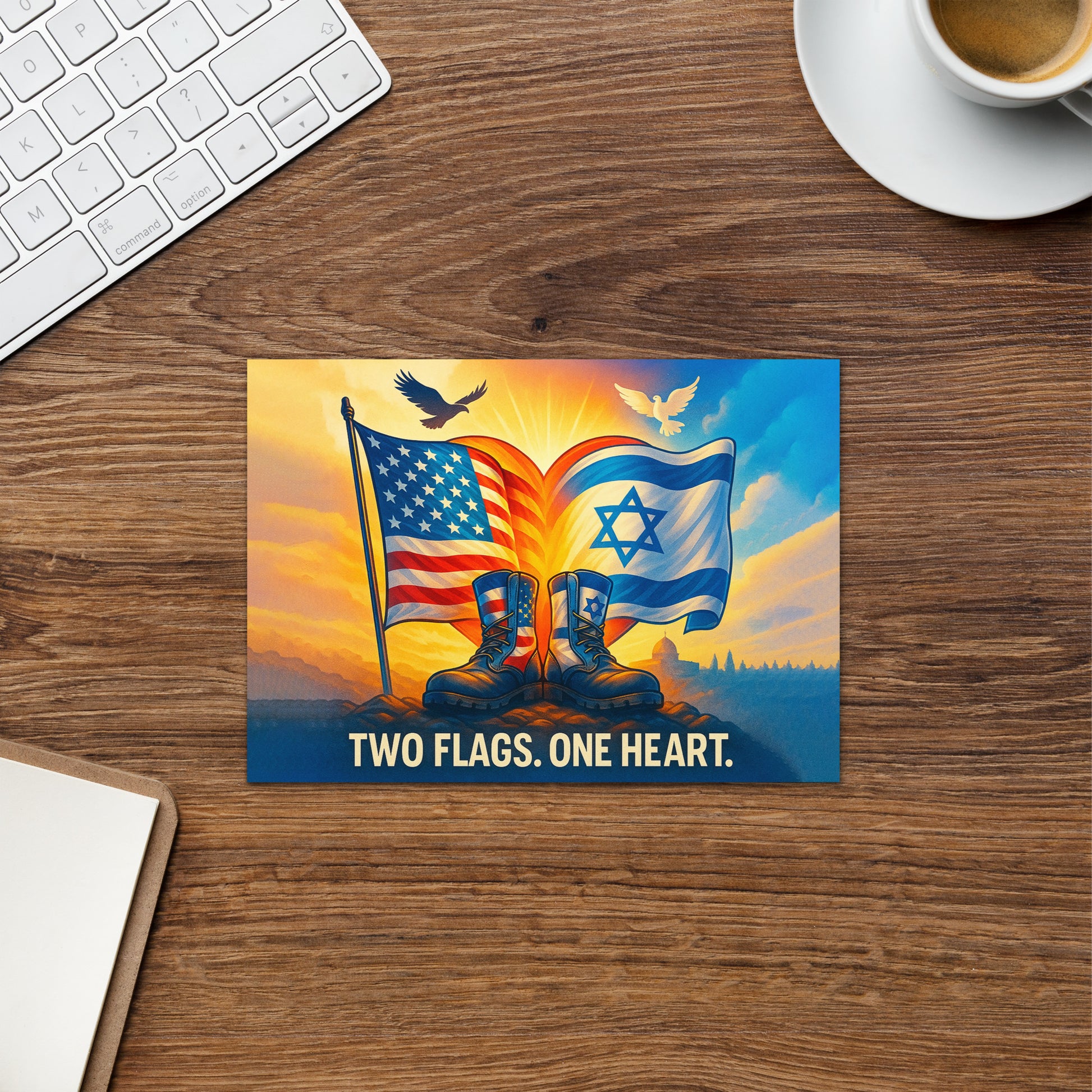 Two Flags. One Hear Greeting Card - American Zionist