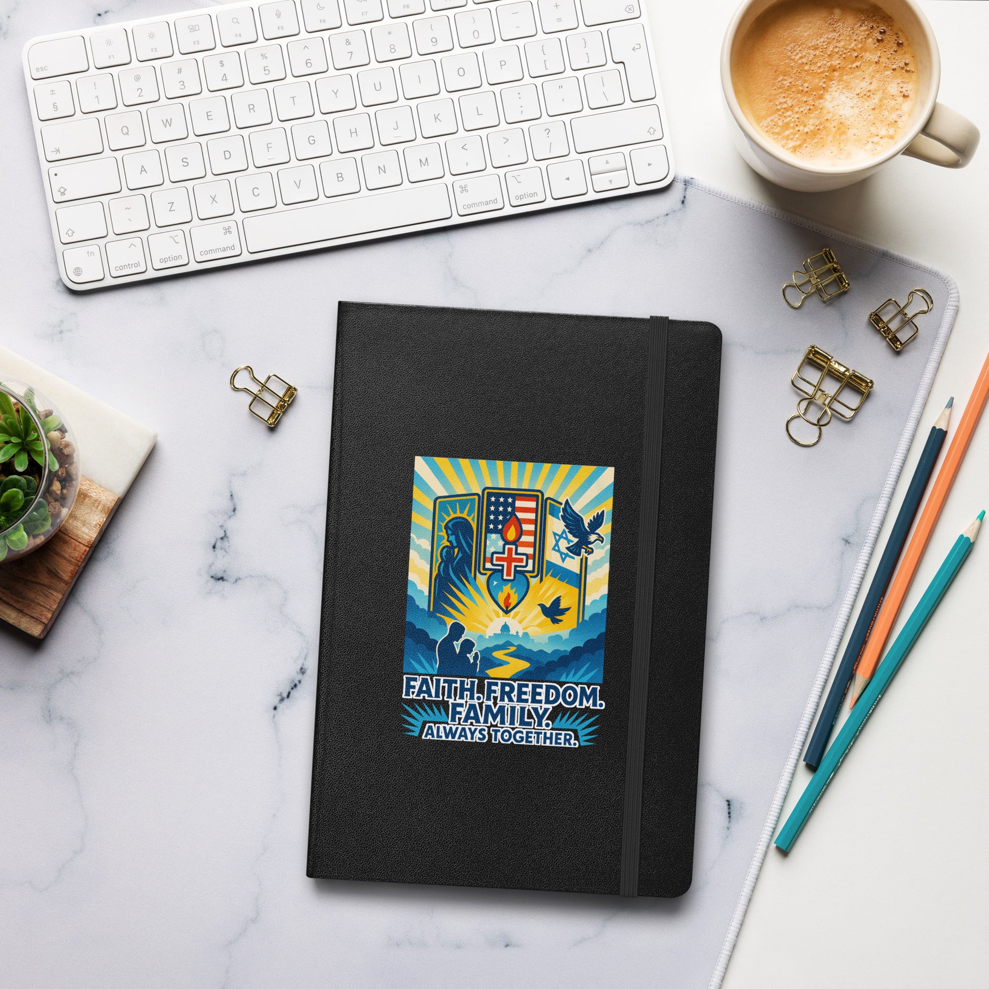 Faith Freedom Family Hardcover Bound Notebook - American Zionist