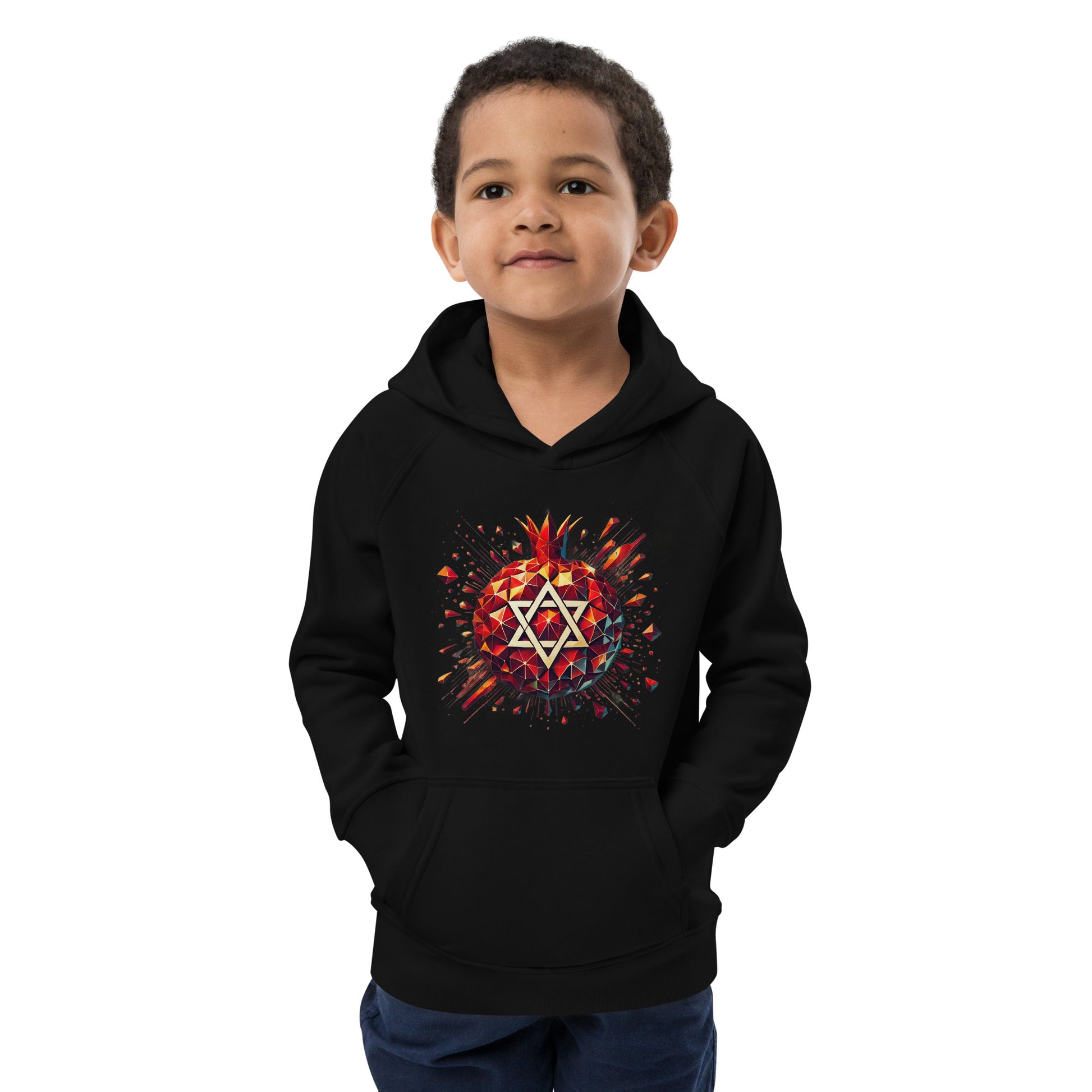 Pomegranate Star of David Kids Eco Hoodie - American Zionist