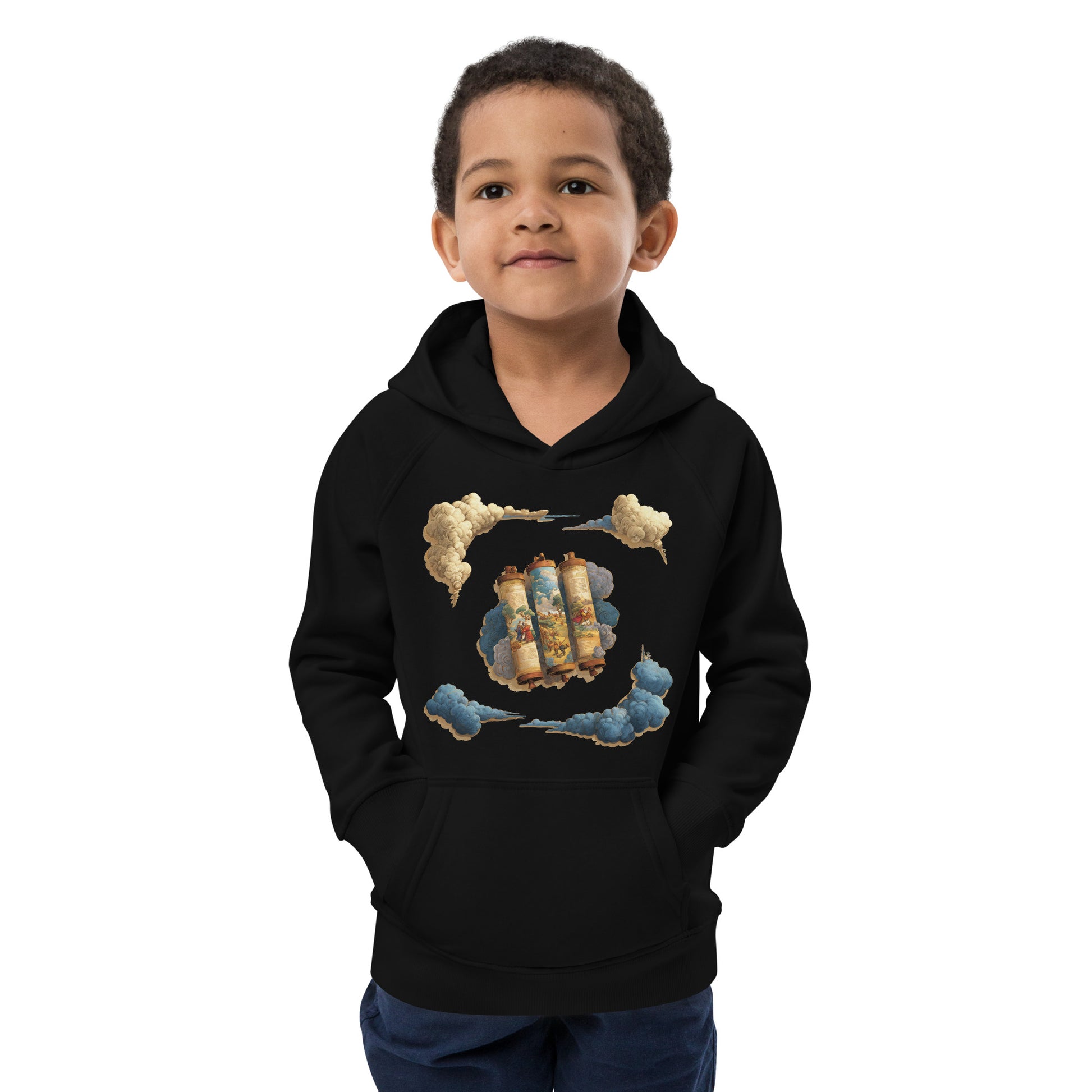 Cloudy Scroll of Moses Kids Eco Hoodie - American Zionist