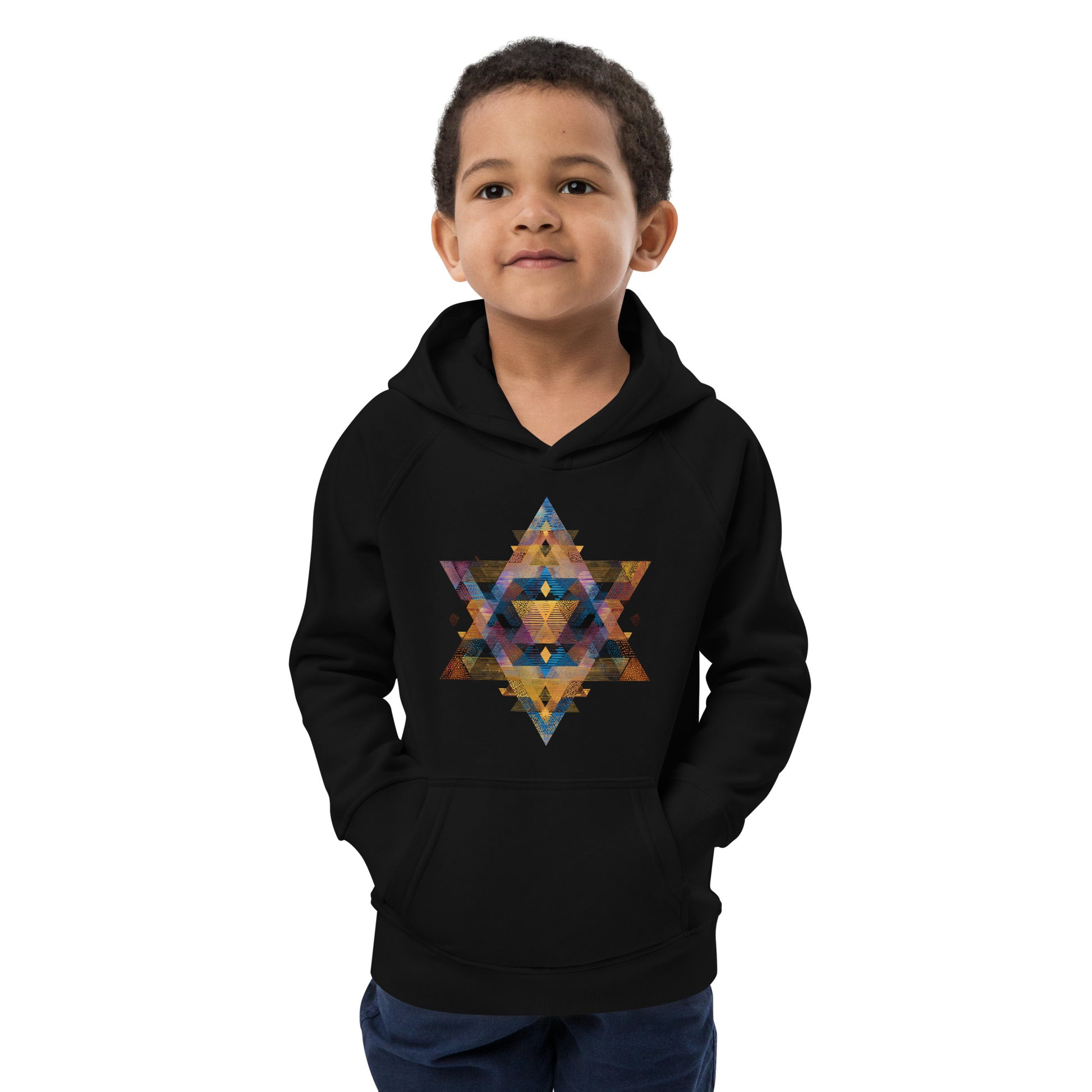 Star of David Geometric Kids Eco Hoodie - American Zionist