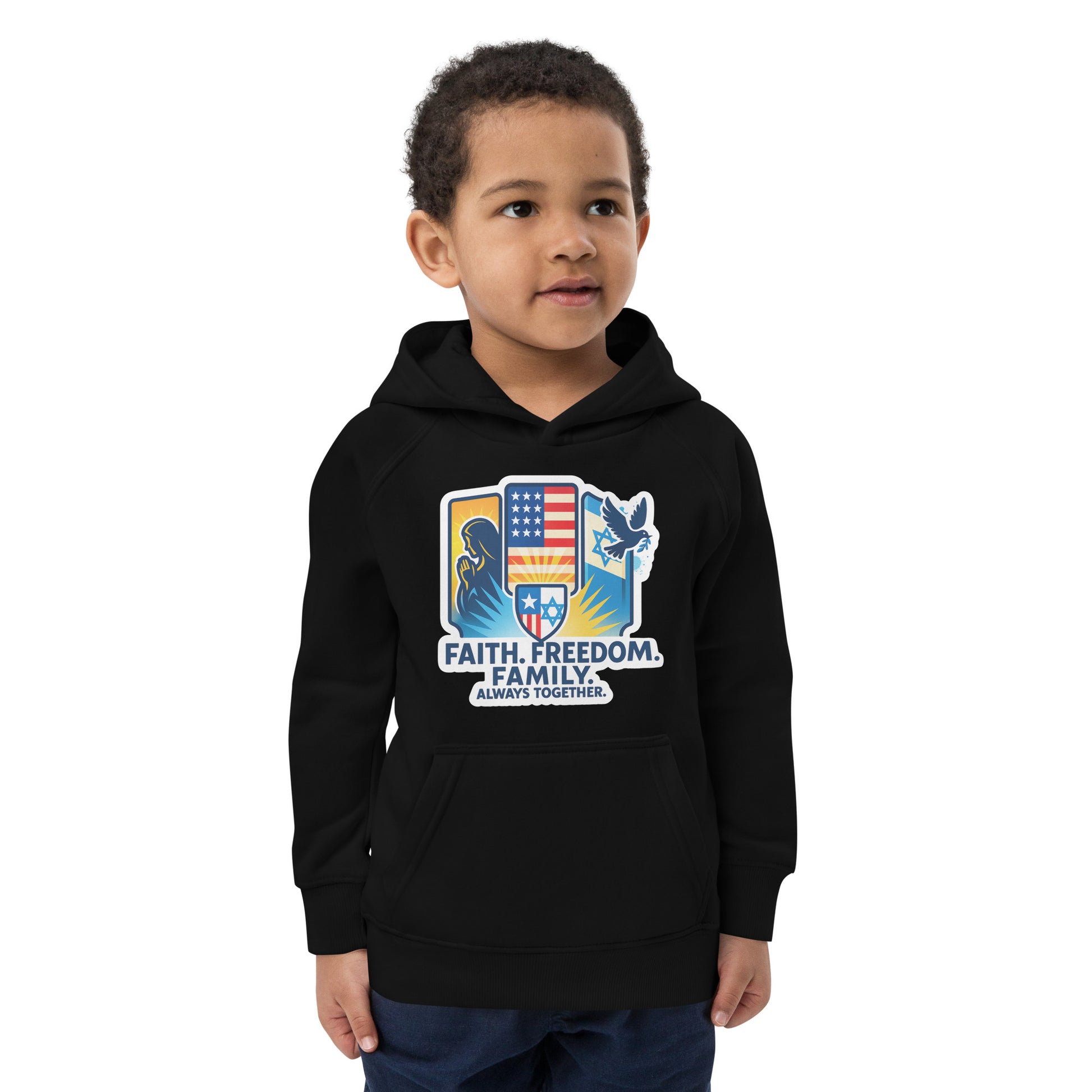 Faith Freedom Family Kids Eco Hoodie - American Zionist