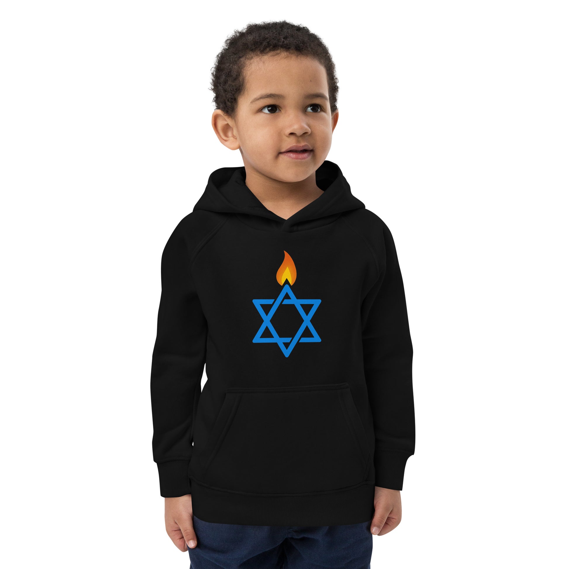 Fire Stars Of David Kids Eco Hoodie - American Zionist