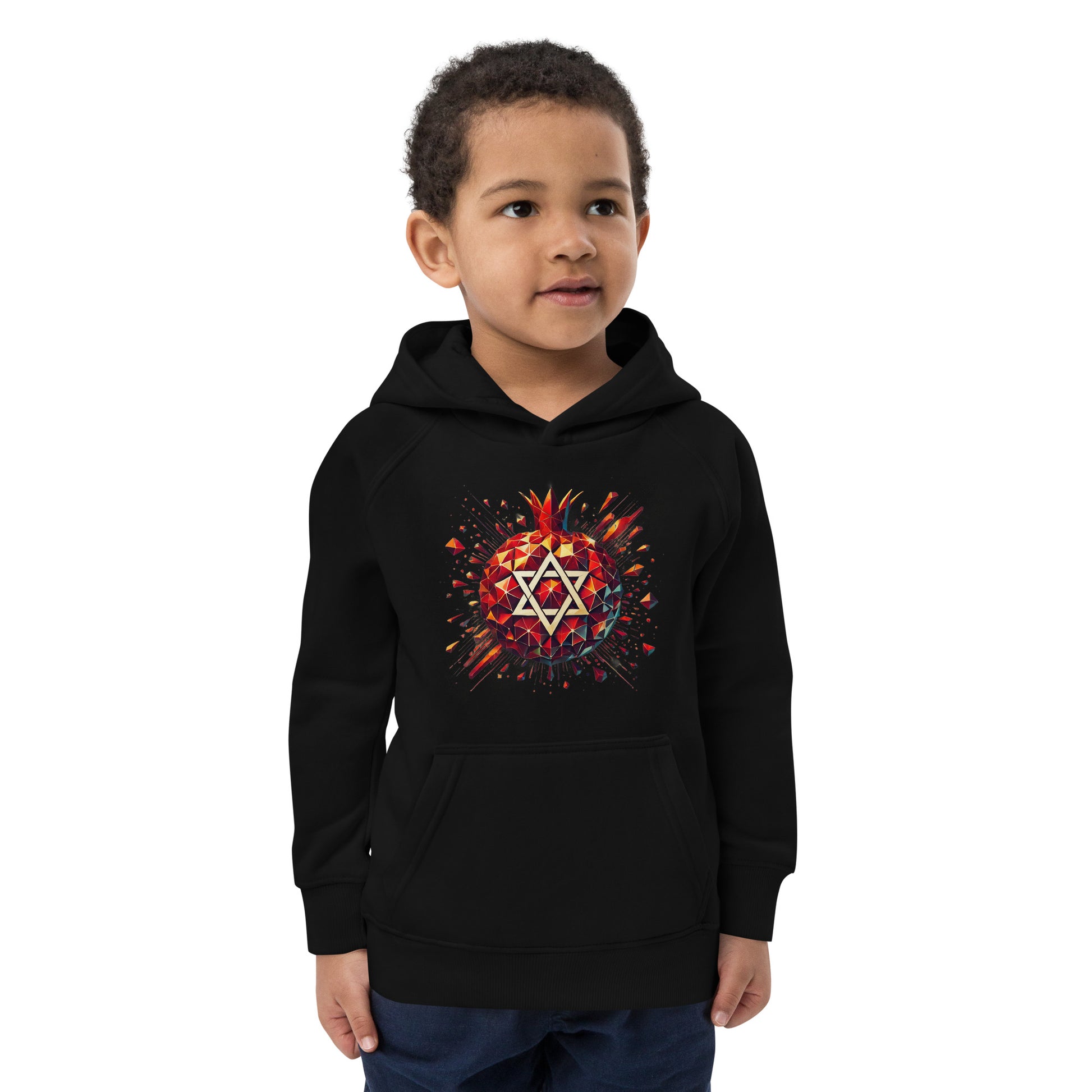 Pomegranate Star of David Kids Eco Hoodie - American Zionist