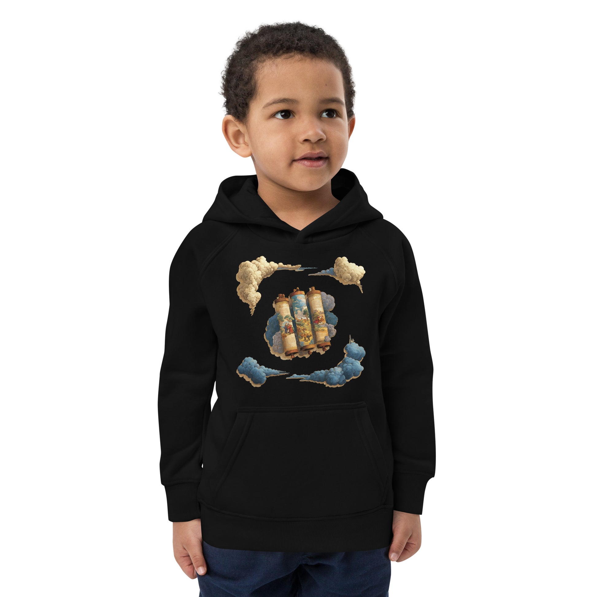 Cloudy Scroll of Moses Kids Eco Hoodie - American Zionist
