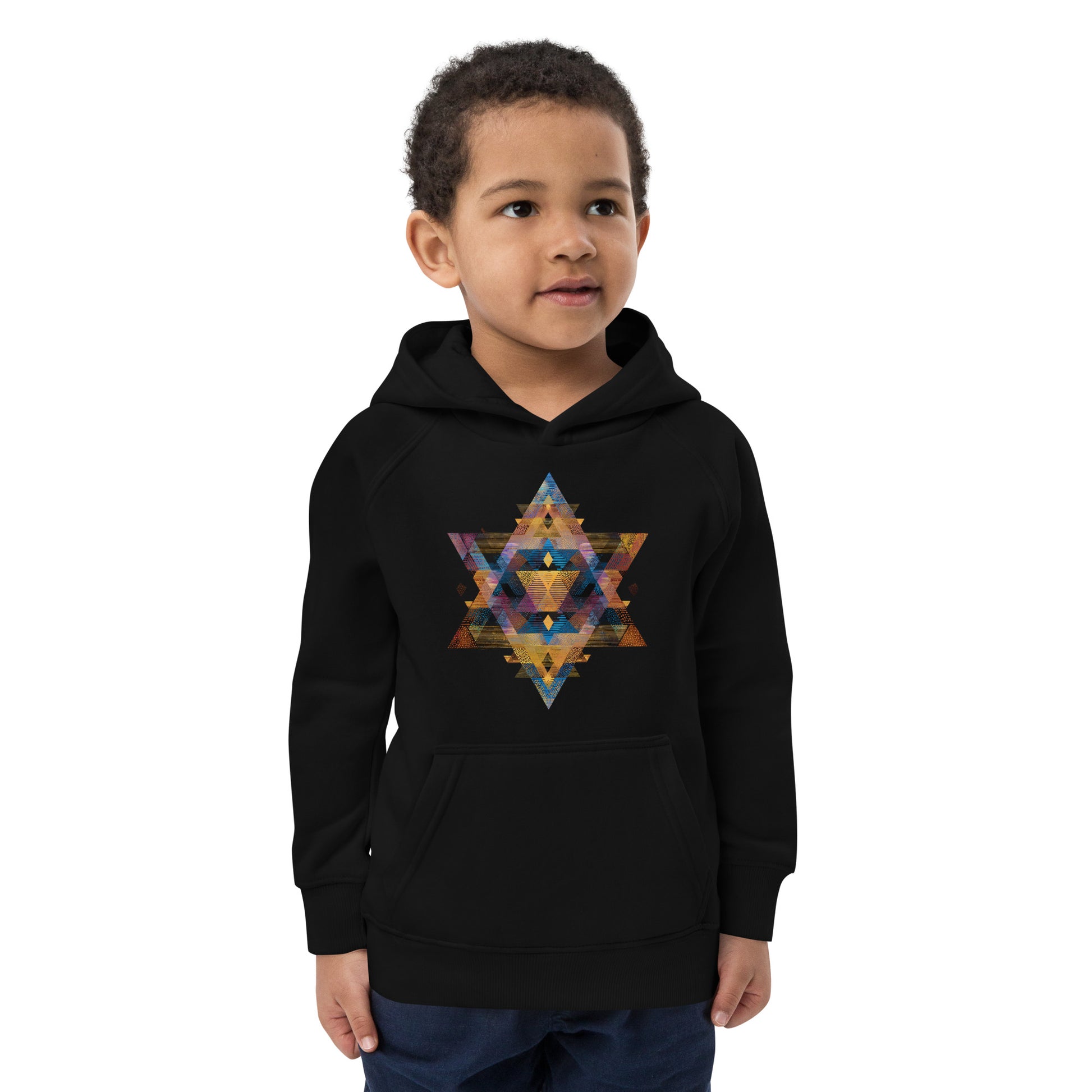 Star of David Geometric Kids Eco Hoodie - American Zionist