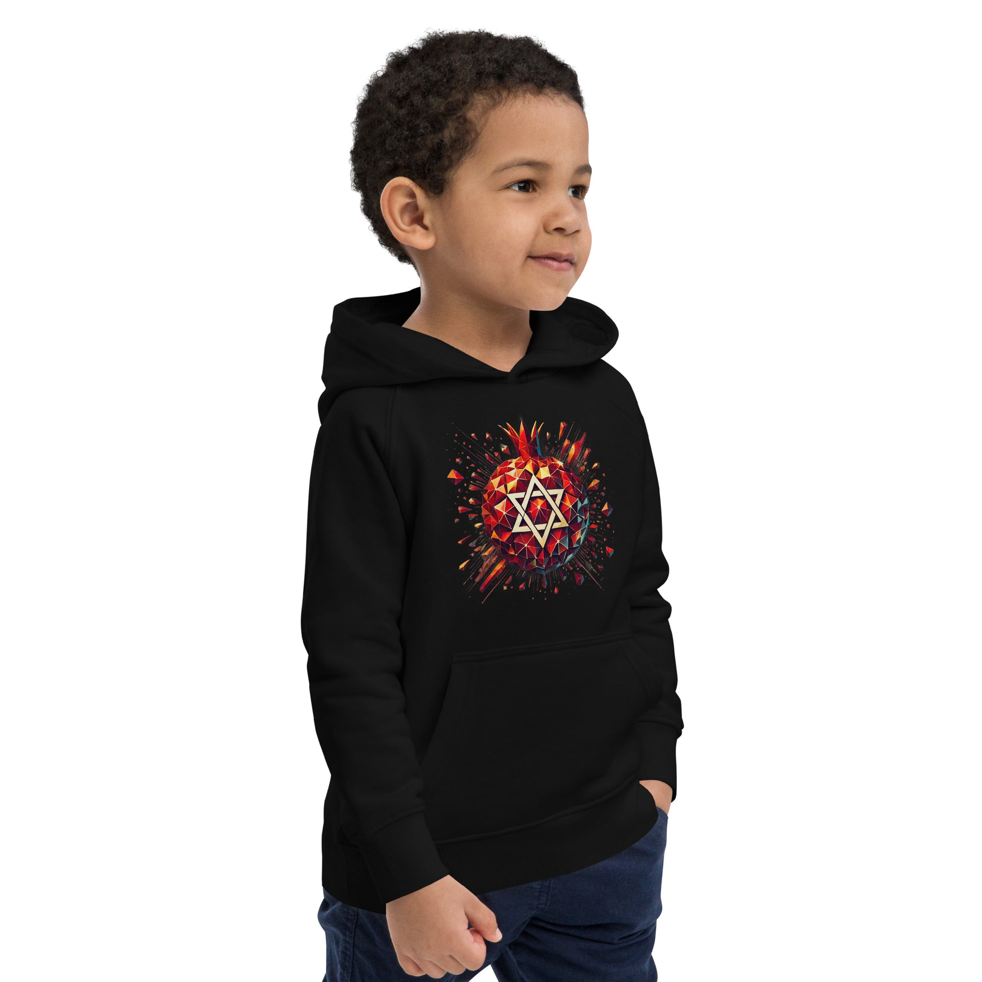 Pomegranate Star of David Kids Eco Hoodie - American Zionist
