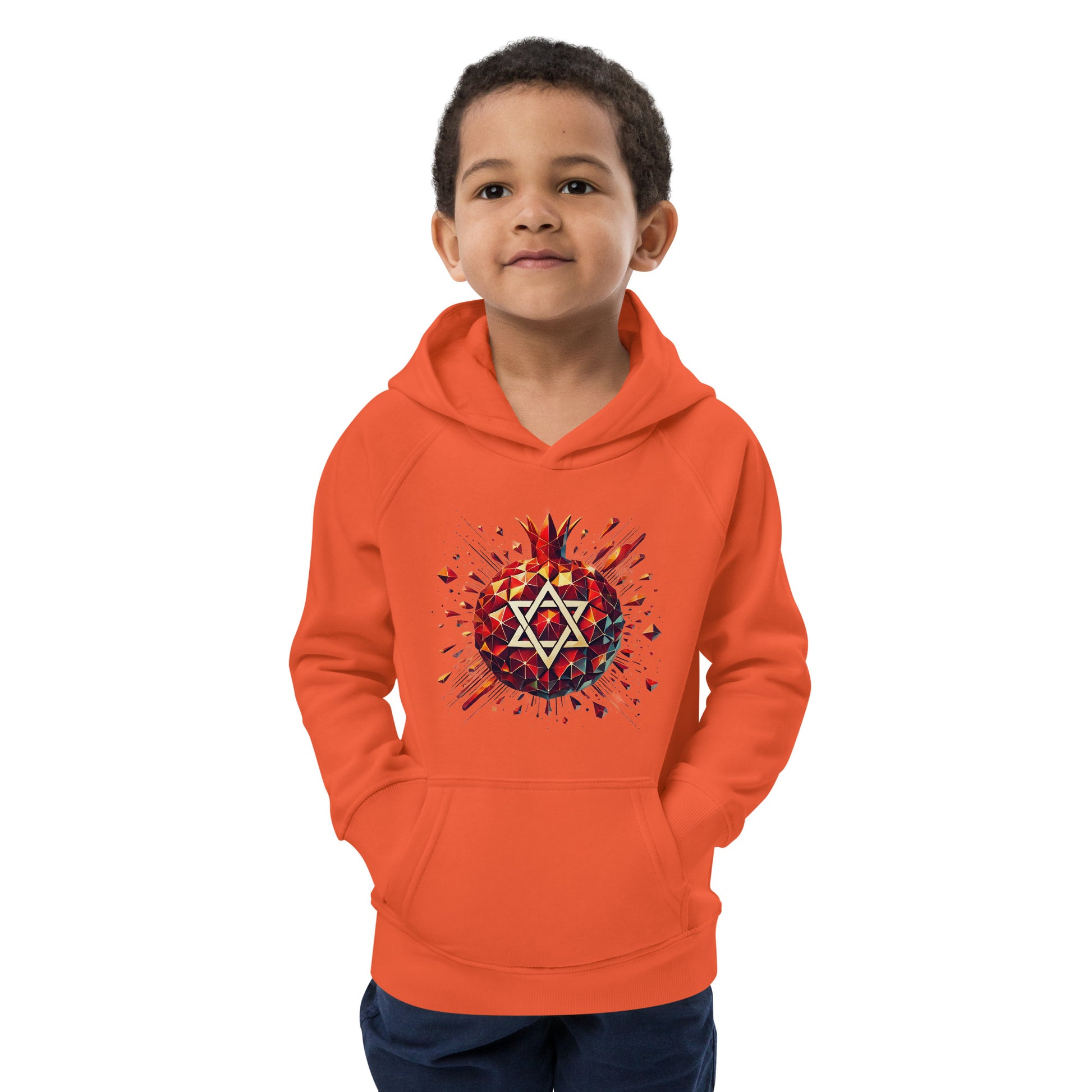 Pomegranate Star of David Kids Eco Hoodie - American Zionist