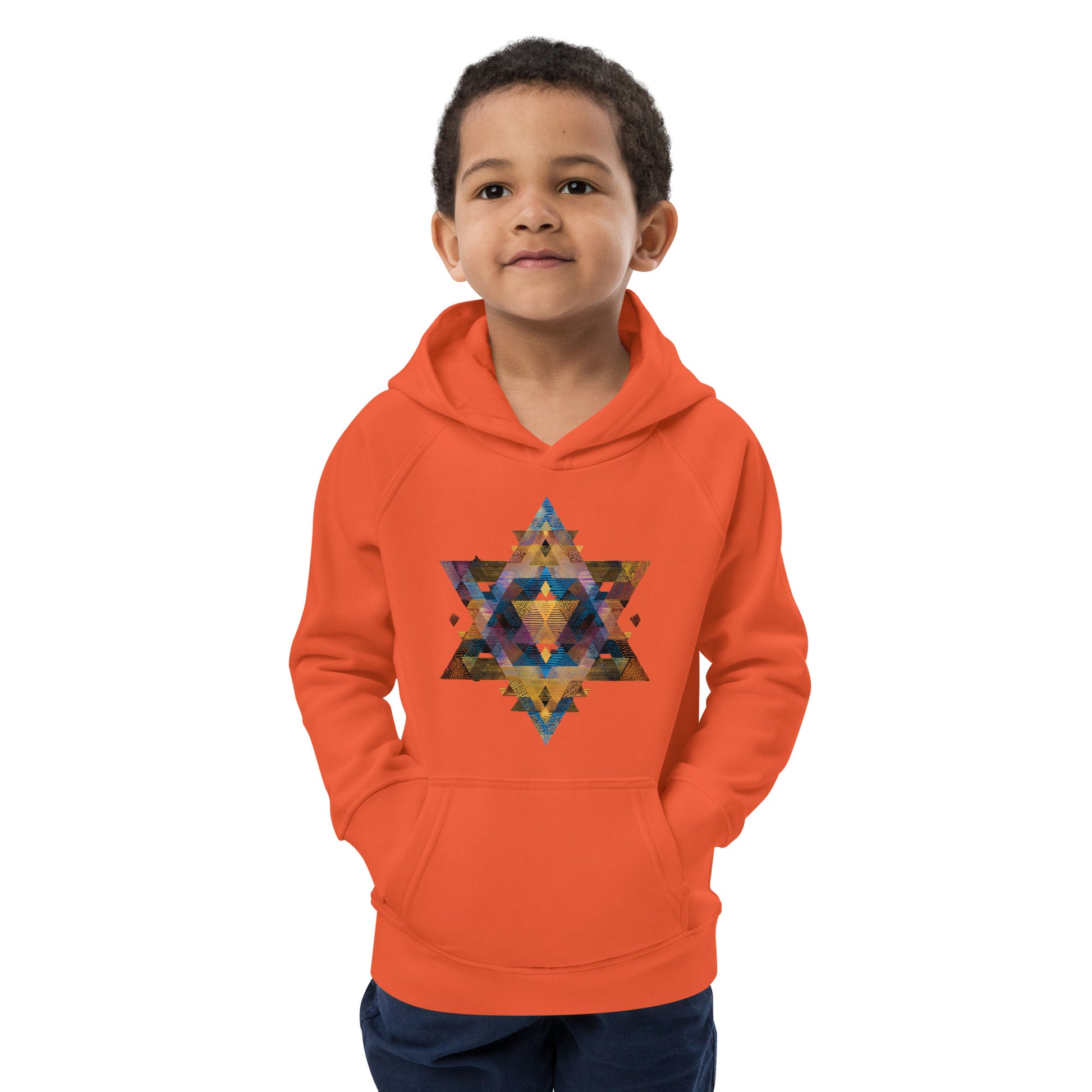 Star of David Geometric Kids Eco Hoodie - American Zionist