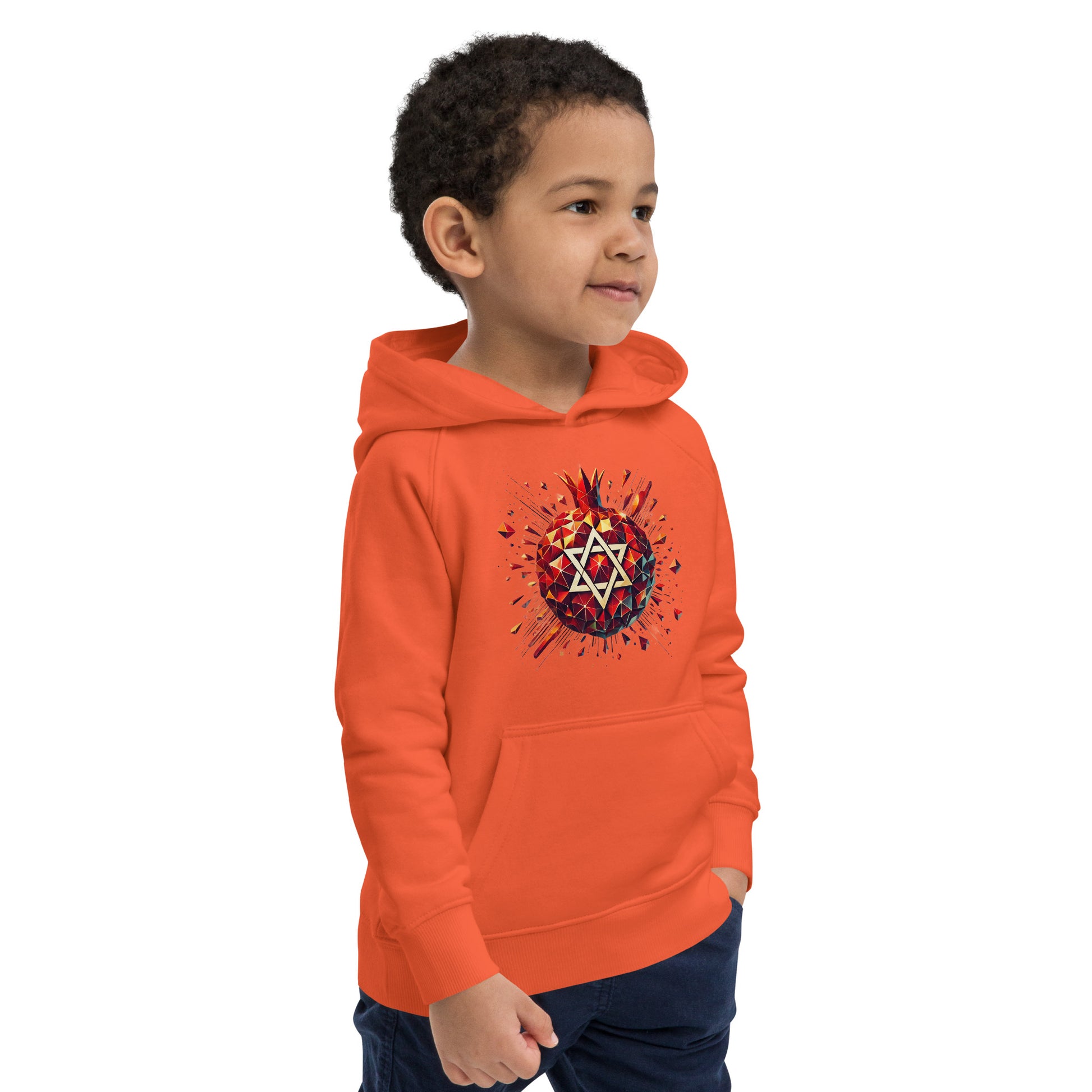 Pomegranate Star of David Kids Eco Hoodie - American Zionist