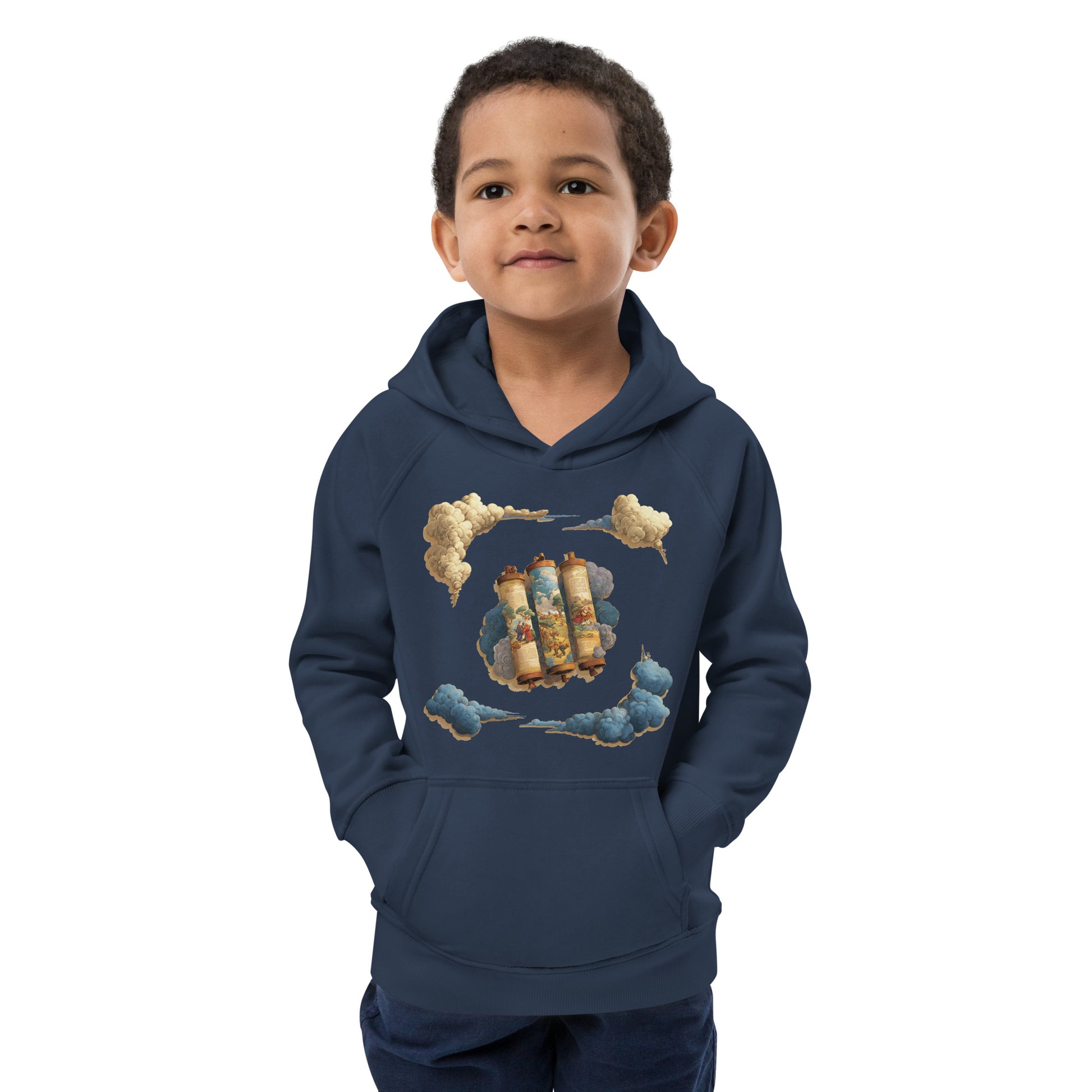 Cloudy Scroll of Moses Kids Eco Hoodie - American Zionist