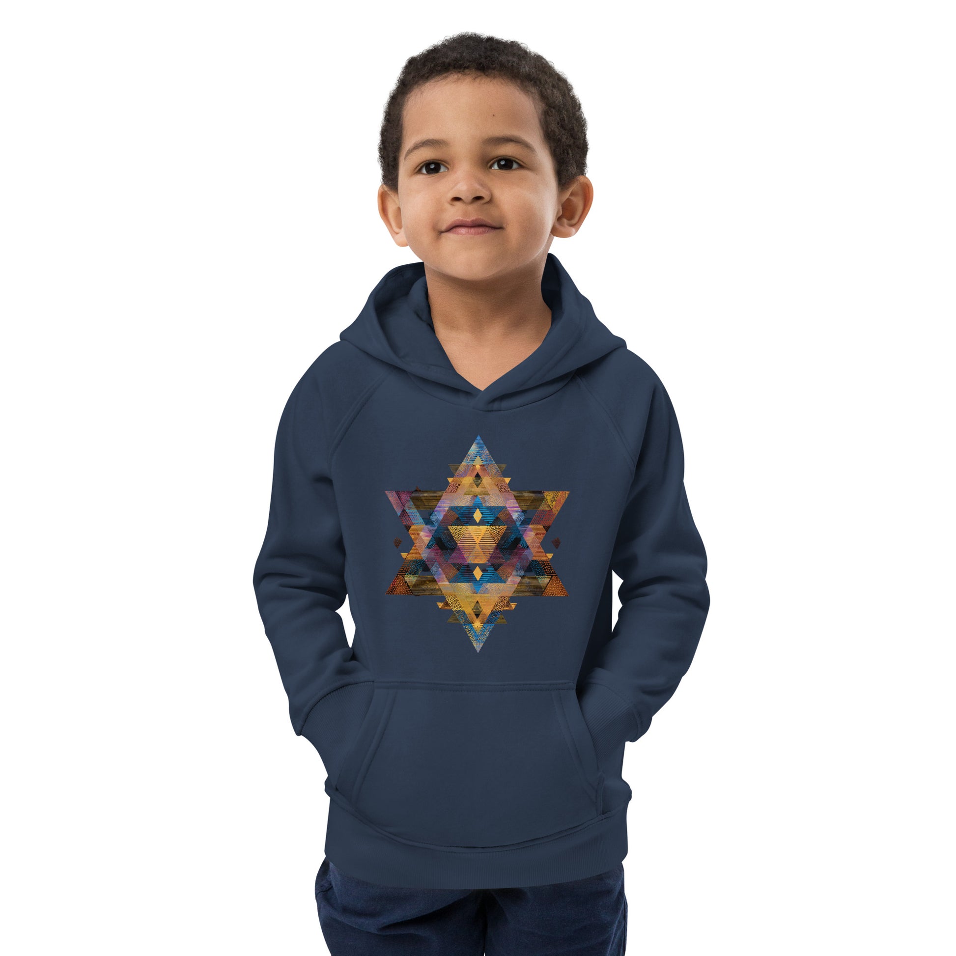 Star of David Geometric Kids Eco Hoodie - American Zionist