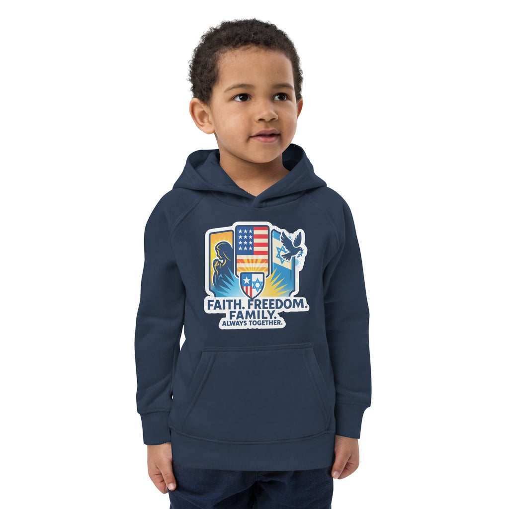 Faith Freedom Family Kids Eco Hoodie - American Zionist
