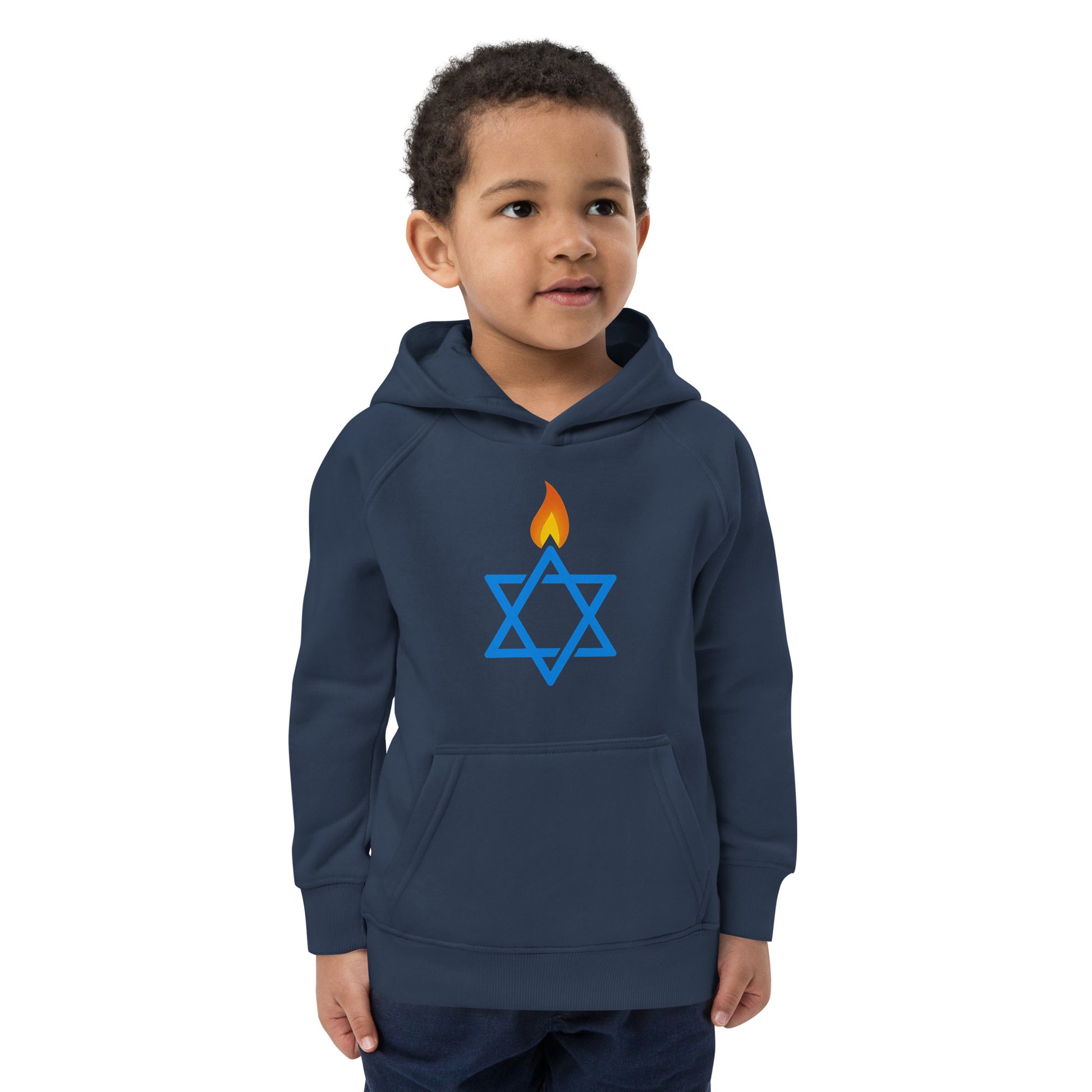 Fire Stars Of David Kids Eco Hoodie - American Zionist