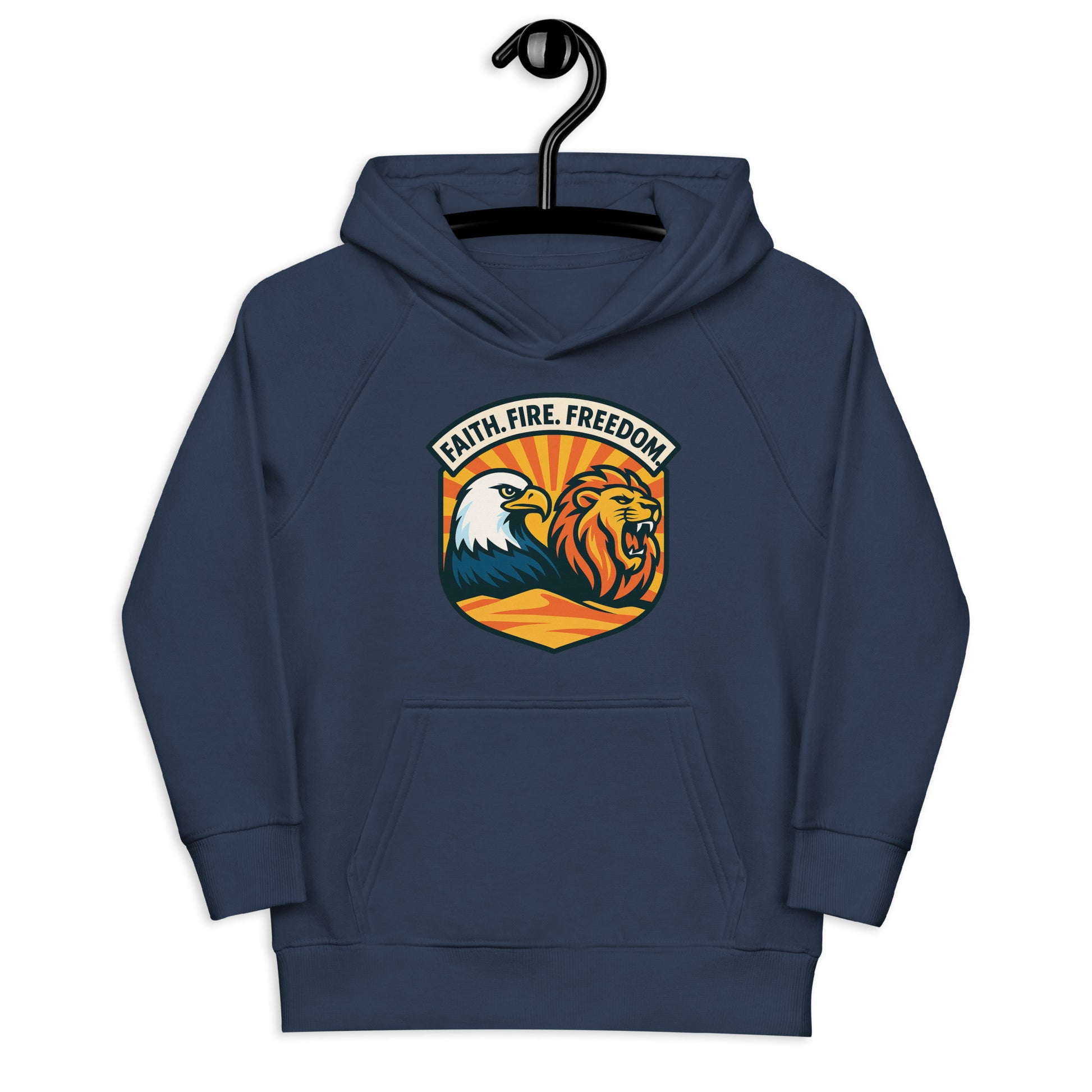 Lions Eagles Rise Kids Eco Hoodie - American Zionist