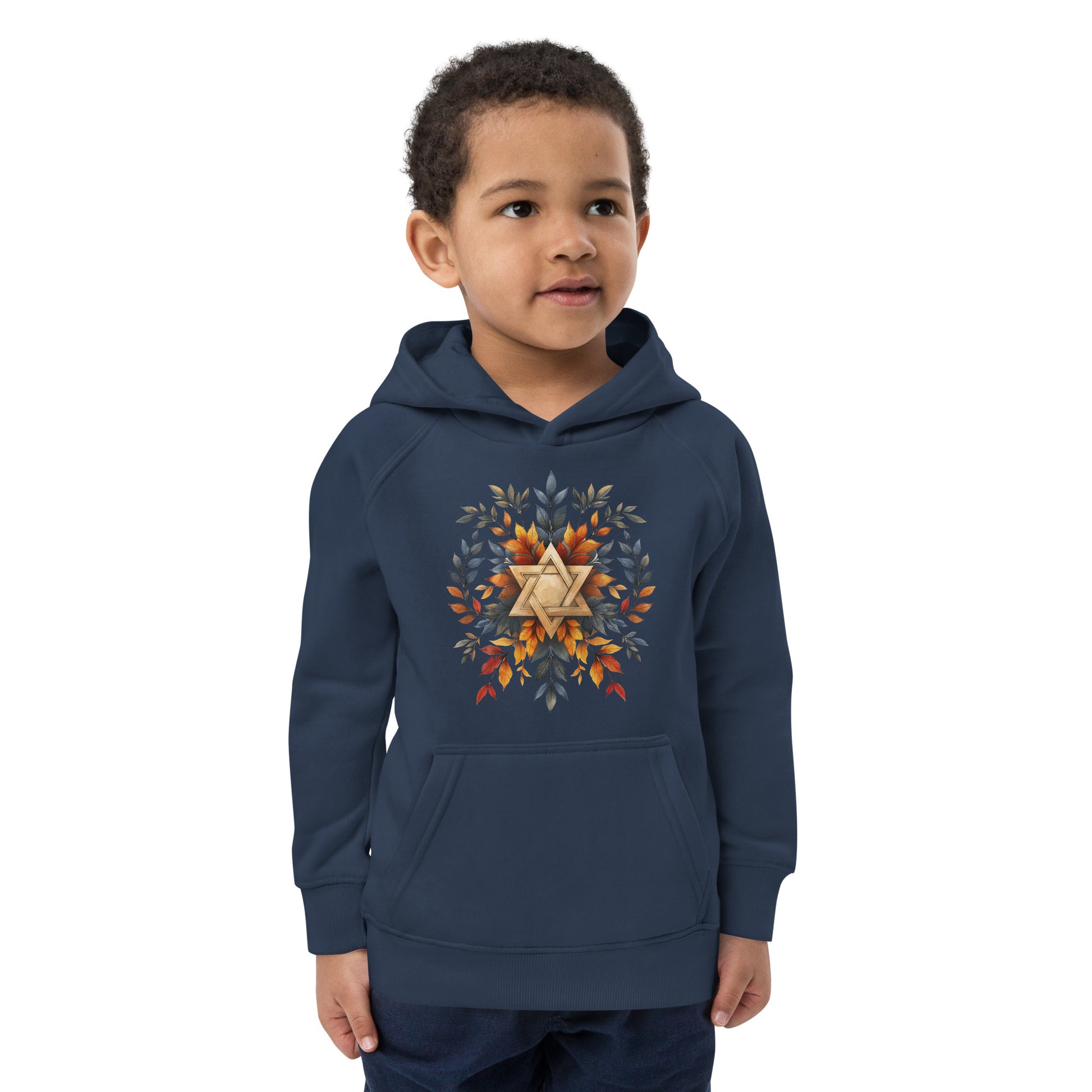 Star of David Wreath Kids Eco Hoodie - American Zionist