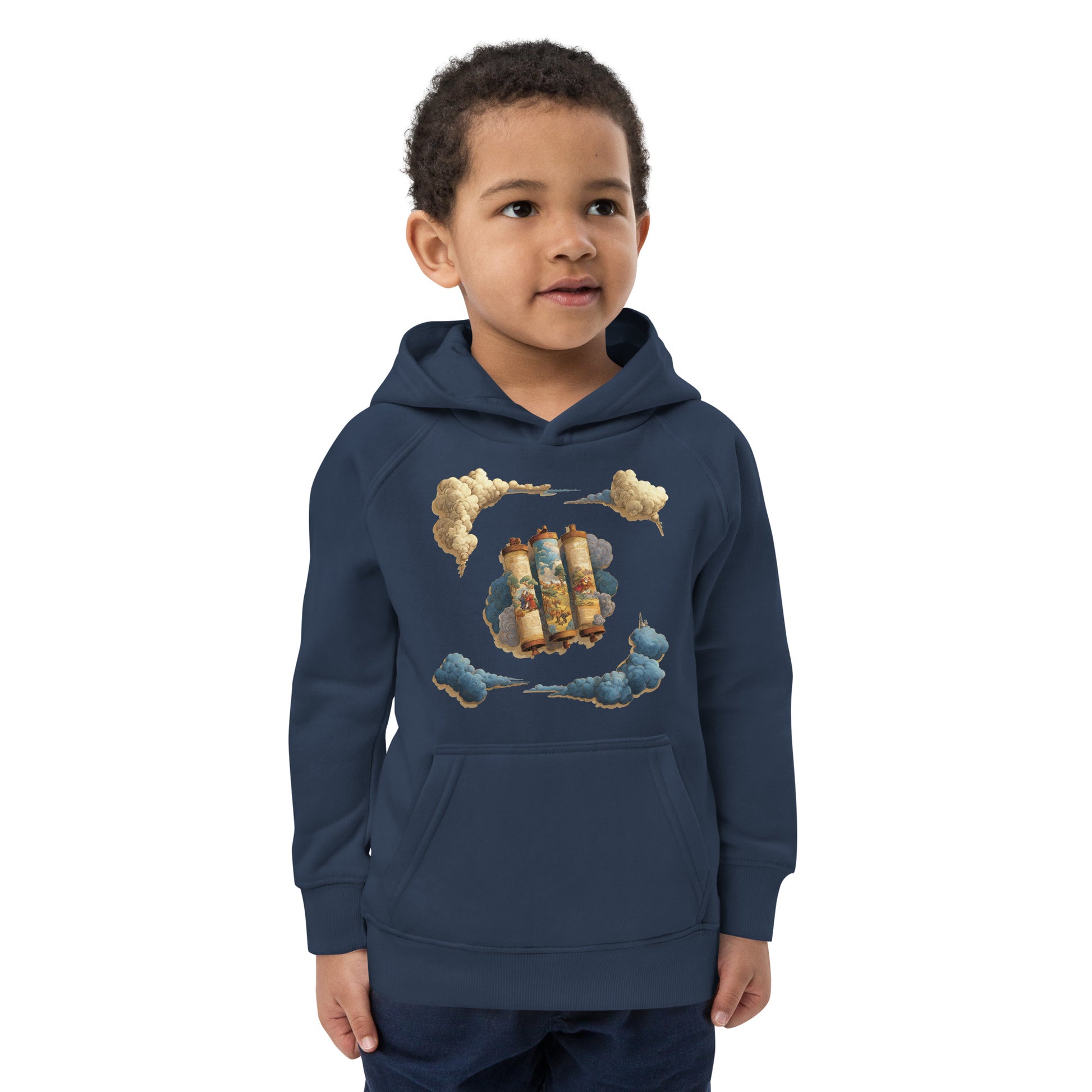 Cloudy Scroll of Moses Kids Eco Hoodie - American Zionist