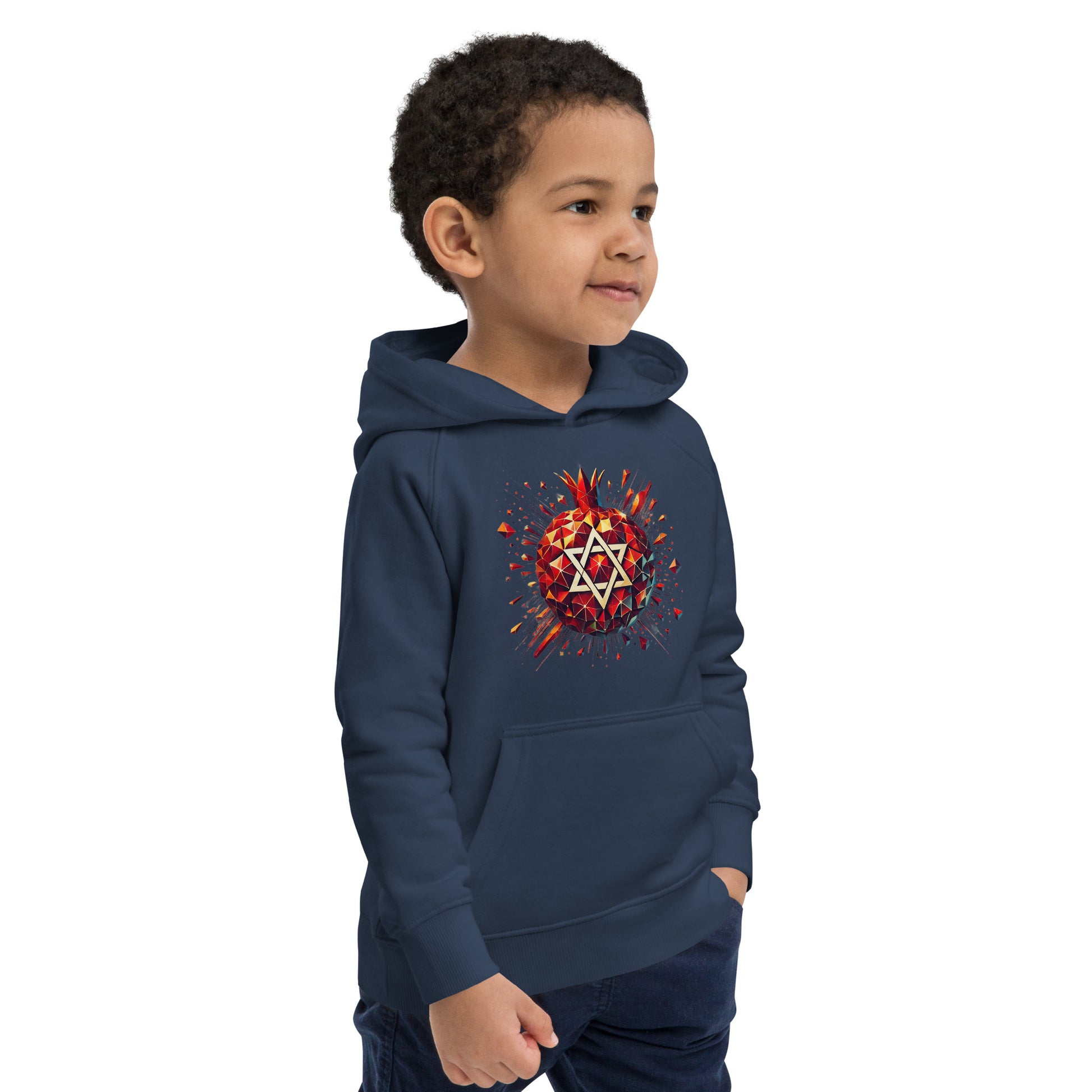 Pomegranate Star of David Kids Eco Hoodie - American Zionist