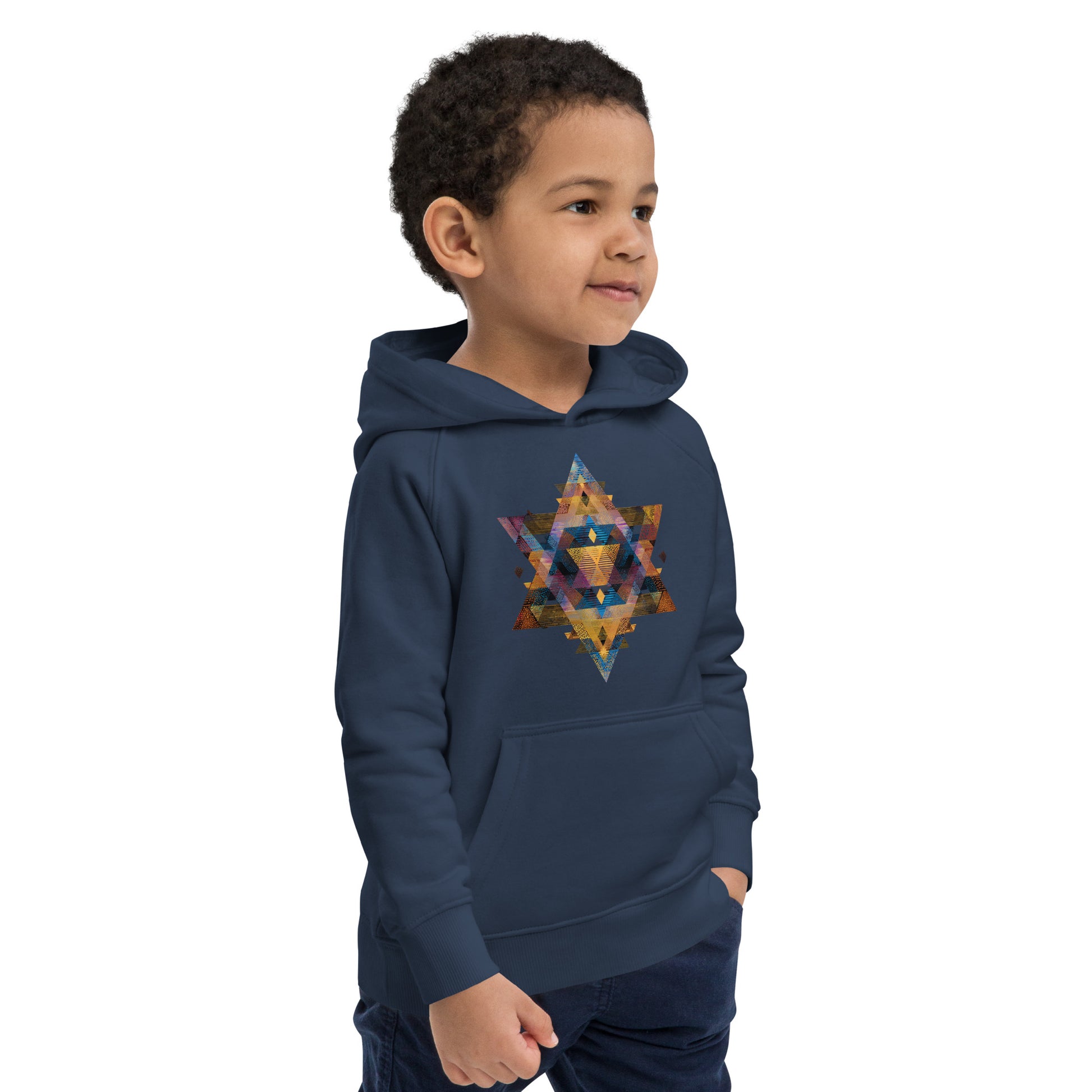 Star of David Geometric Kids Eco Hoodie - American Zionist