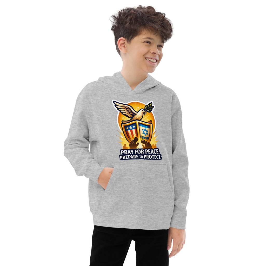 Pray for Peace Kids Fleece Hoodie - American Zionist