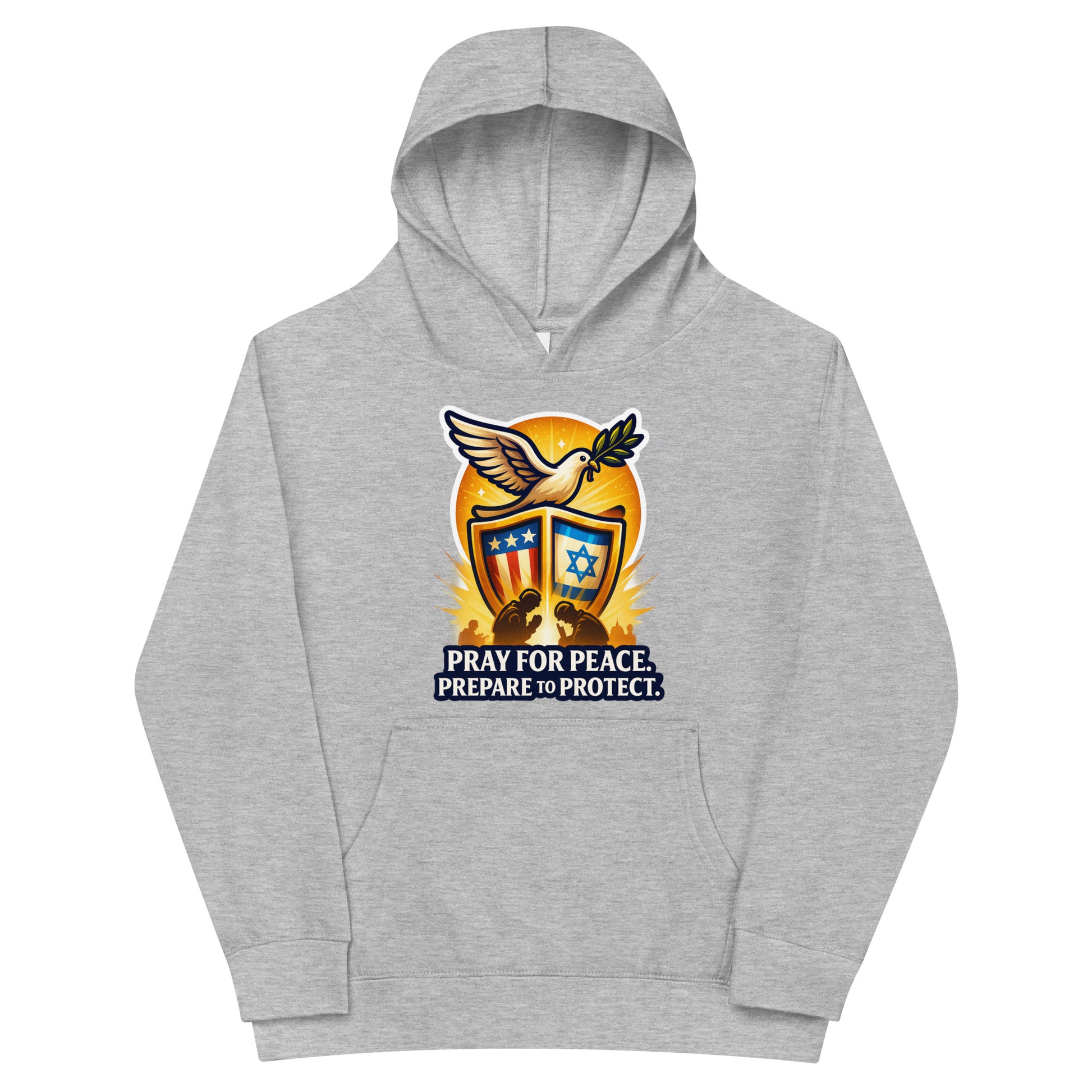 Pray for Peace Kids Fleece Hoodie - American Zionist