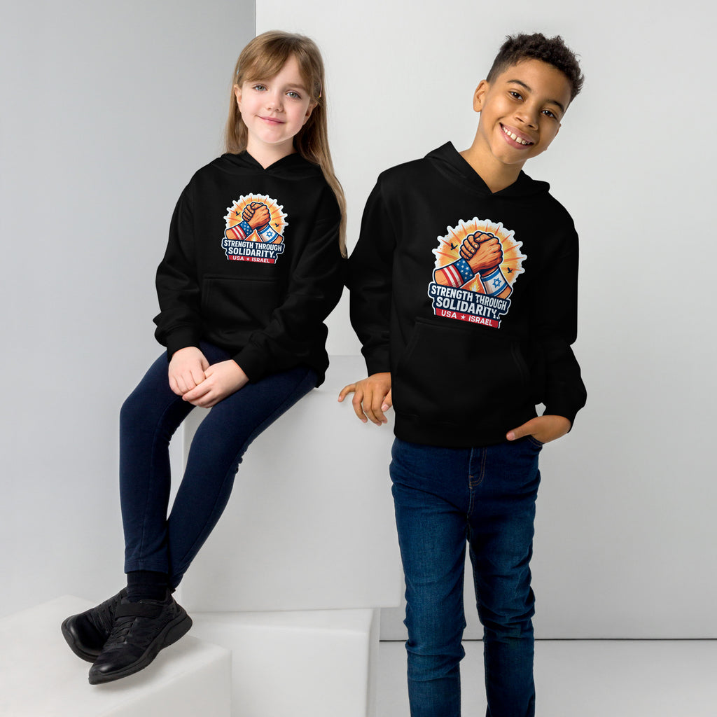 Strength Through Solidarity Kids Fleece Hoodie - American Zionist