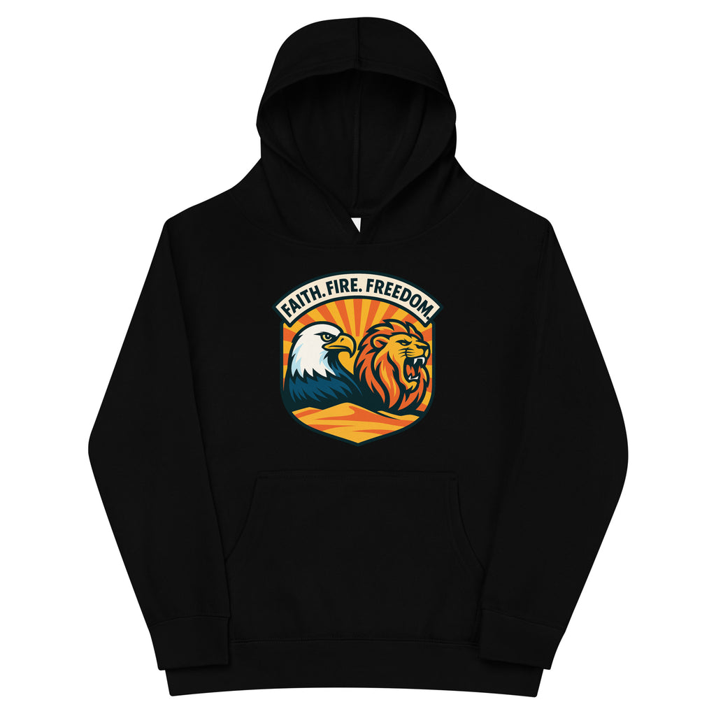 Lions Eagles Rise Kids Fleece Hoodie - American Zionist