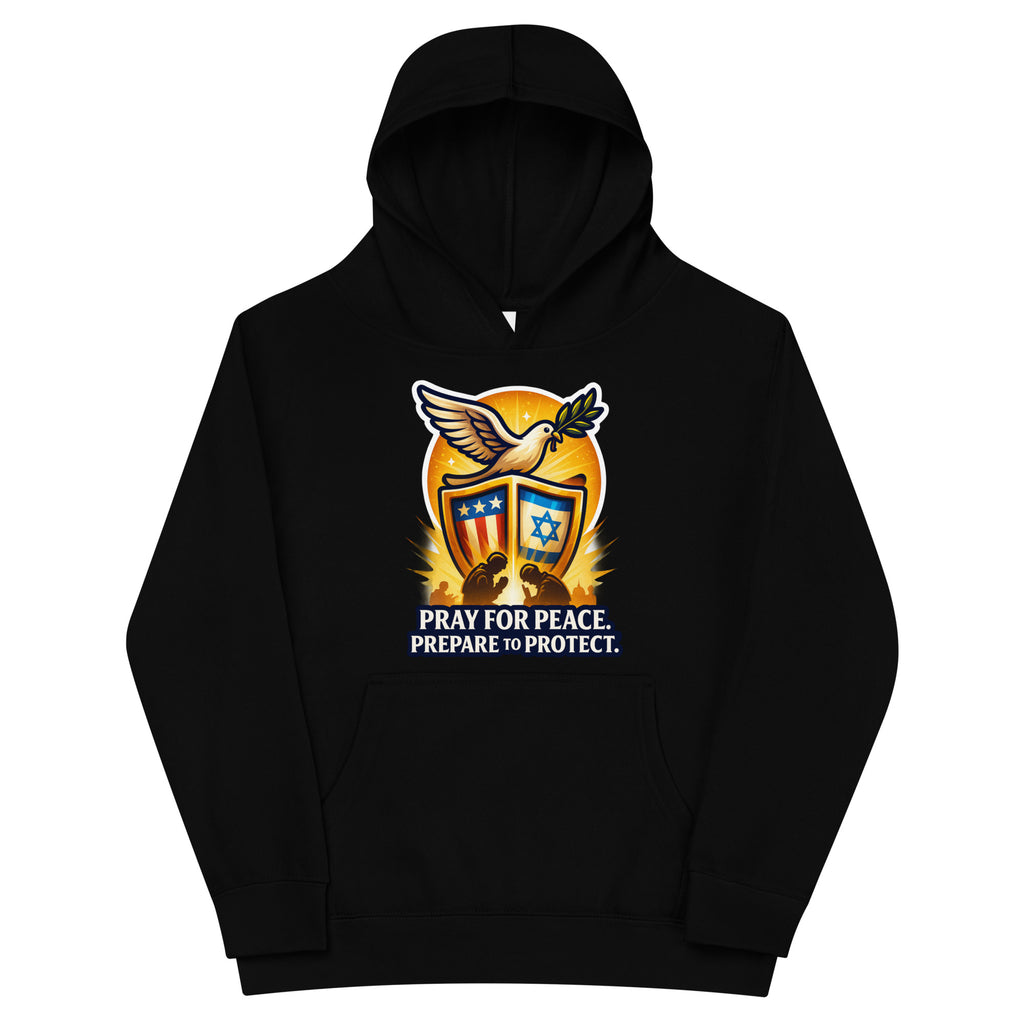 Pray for Peace Kids Fleece Hoodie - American Zionist