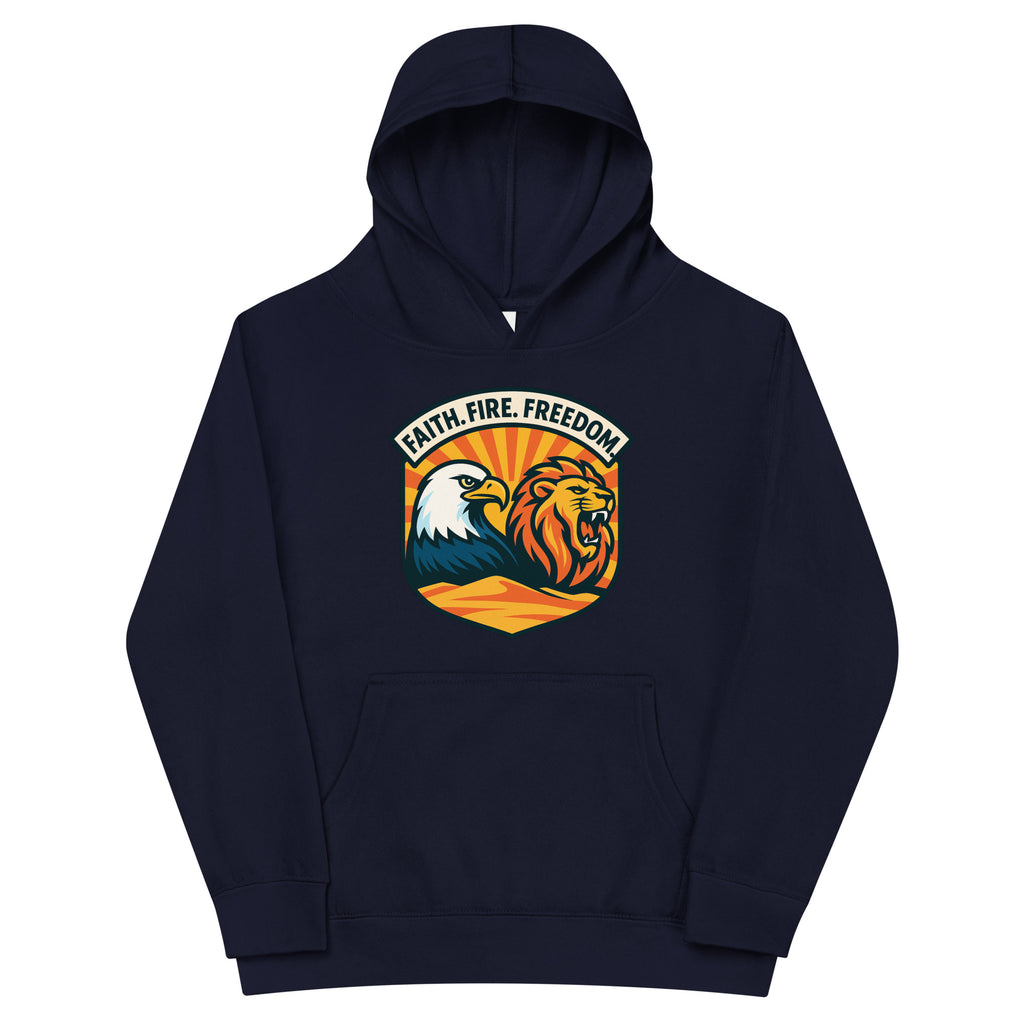 Lions Eagles Rise Kids Fleece Hoodie - American Zionist