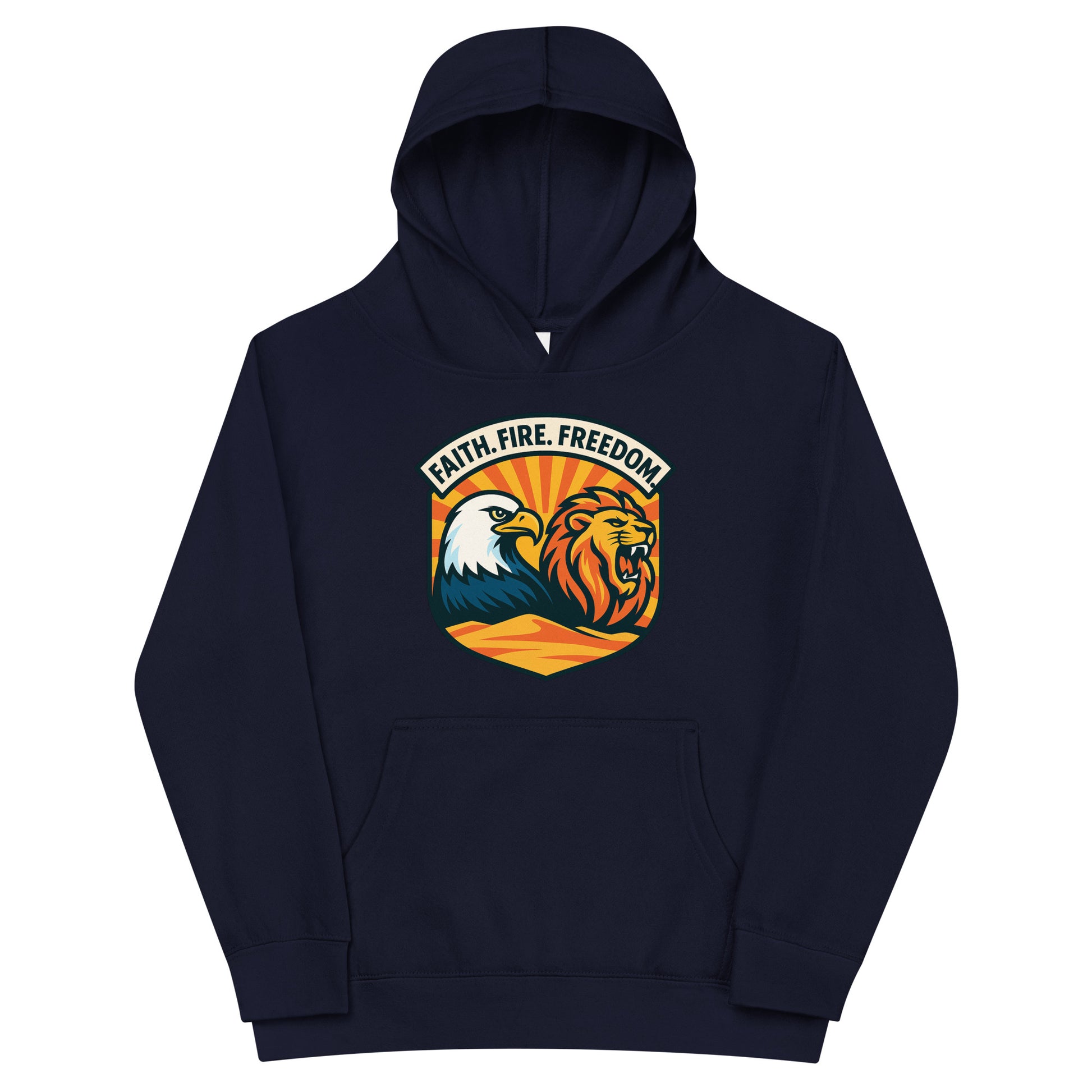 Lions Eagles Rise Kids Fleece Hoodie - American Zionist