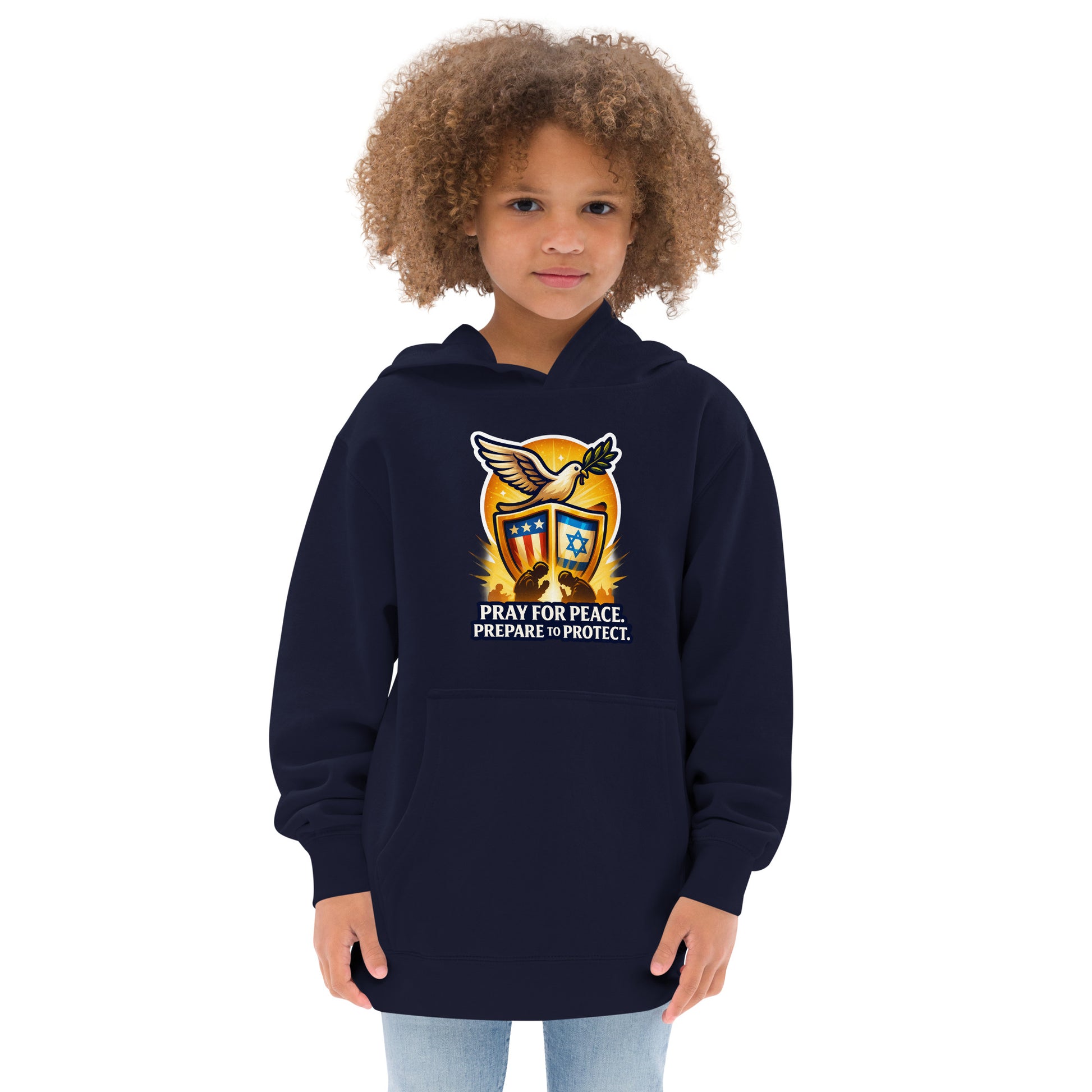 Pray for Peace Kids Fleece Hoodie - American Zionist