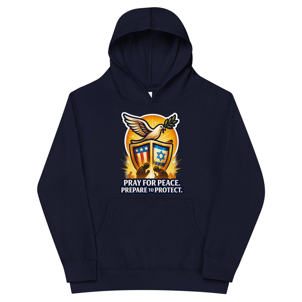 Pray for Peace Kids Fleece Hoodie - American Zionist