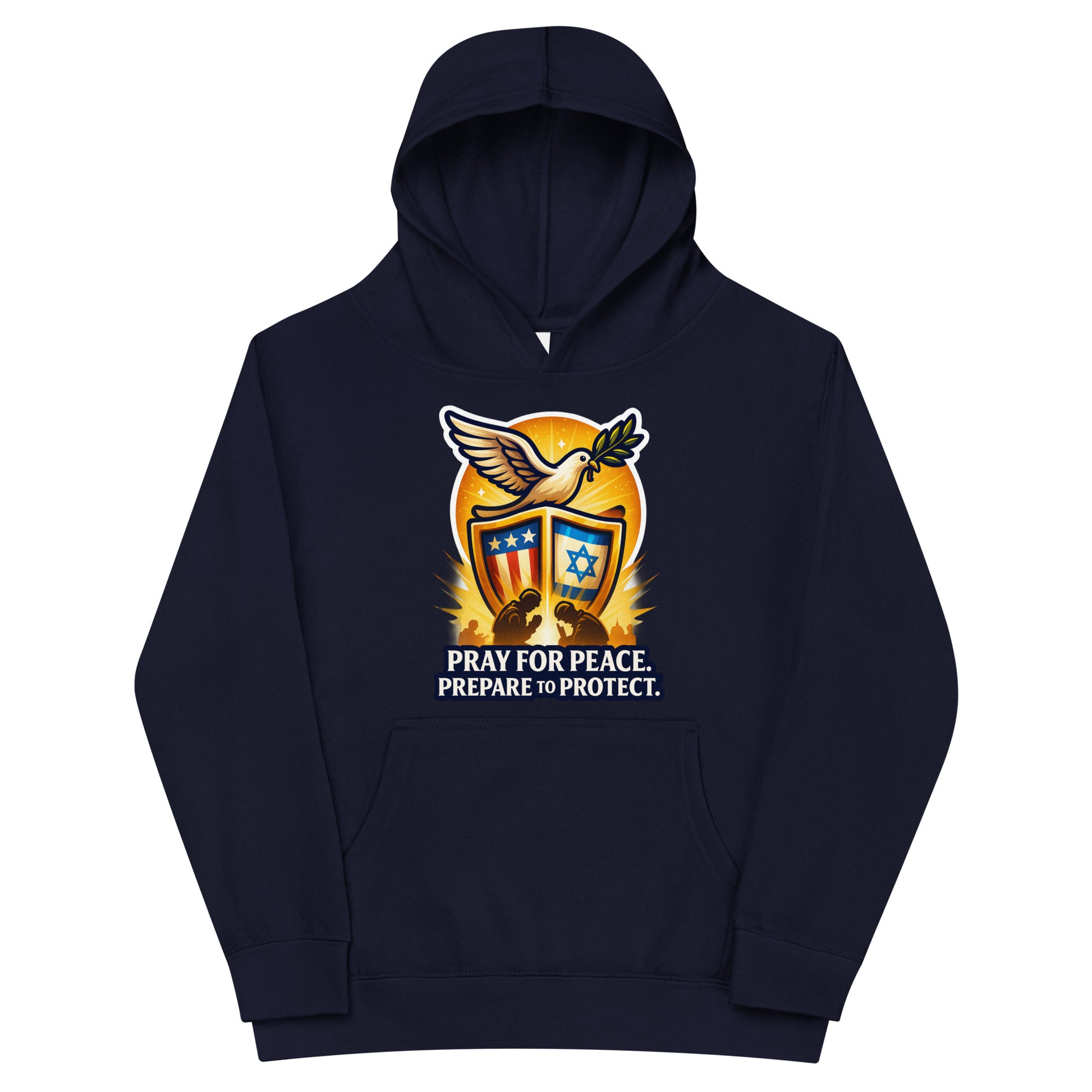 Pray for Peace Kids Fleece Hoodie - American Zionist