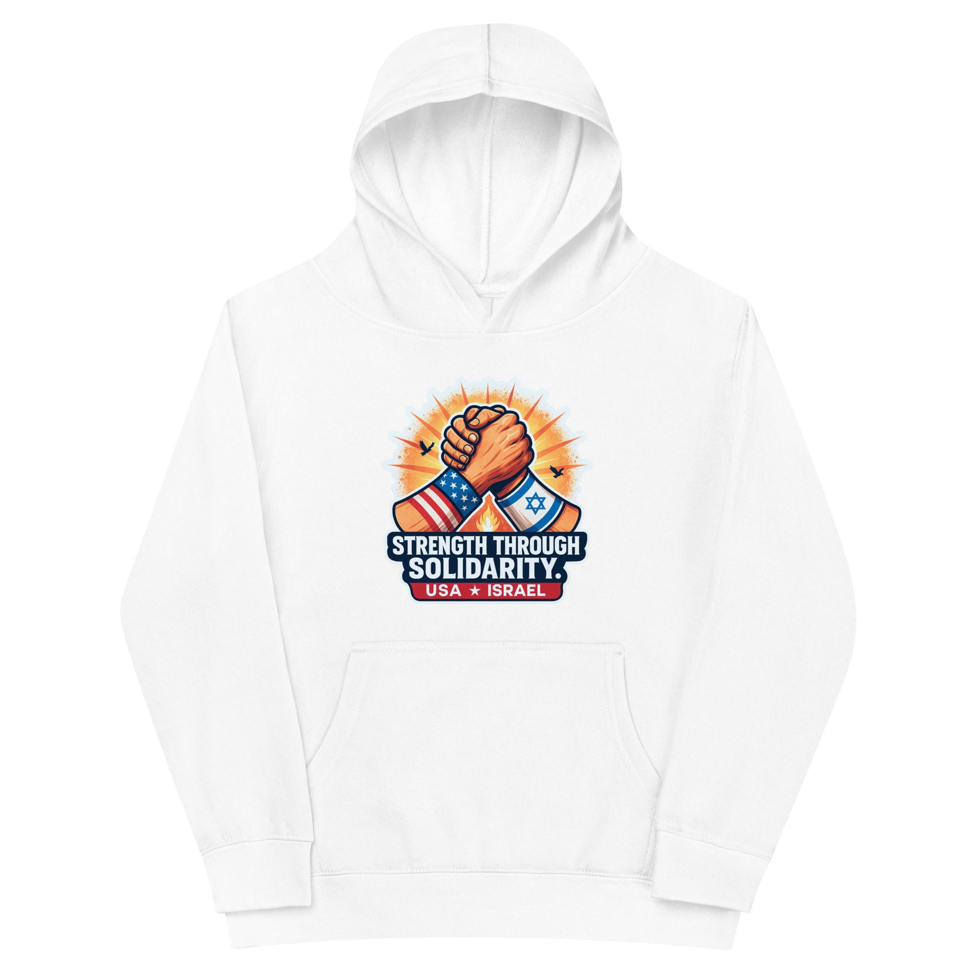 Strength Through Solidarity Kids Fleece Hoodie - American Zionist