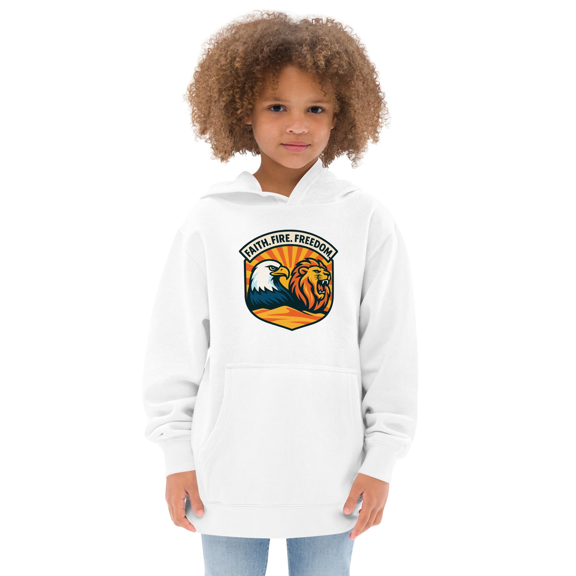 Lions Eagles Rise Kids Fleece Hoodie - American Zionist
