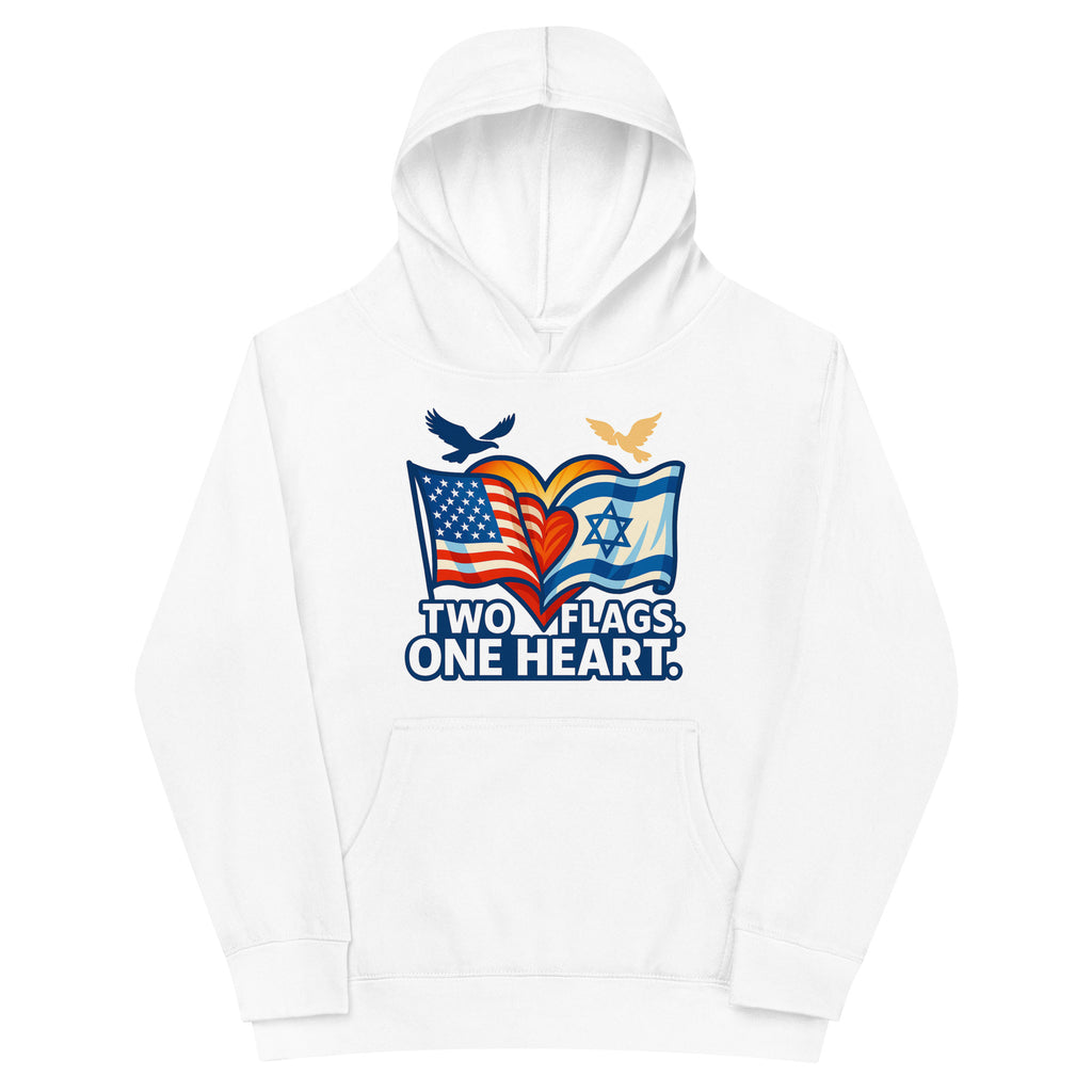 Two Flags One Heart Kids Fleece Hoodie - American Zionist