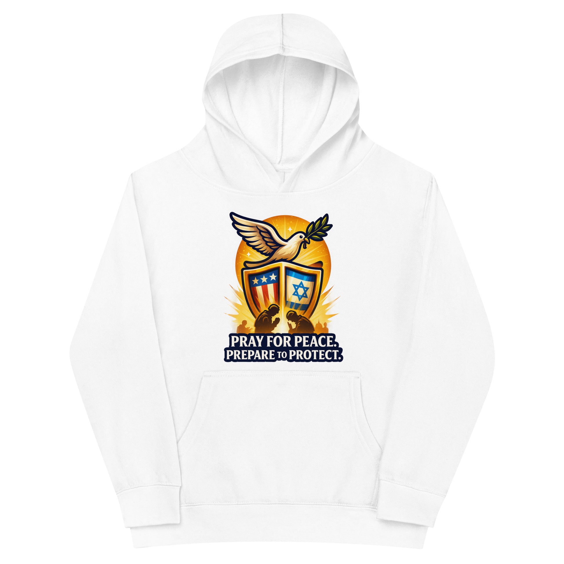 Pray for Peace Kids Fleece Hoodie - American Zionist