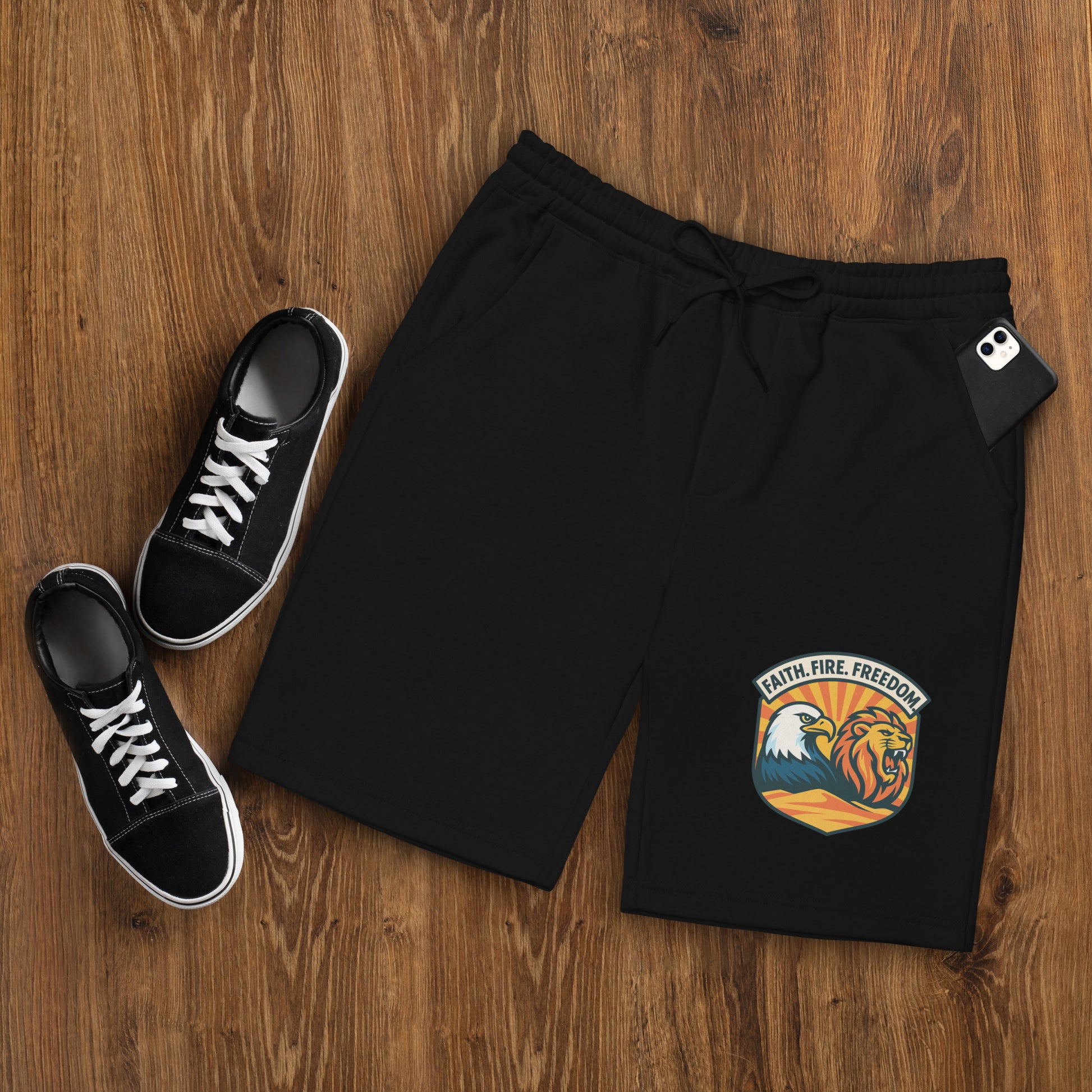 Lions Eagles Rise Men's Fleece Shorts - American Zionist