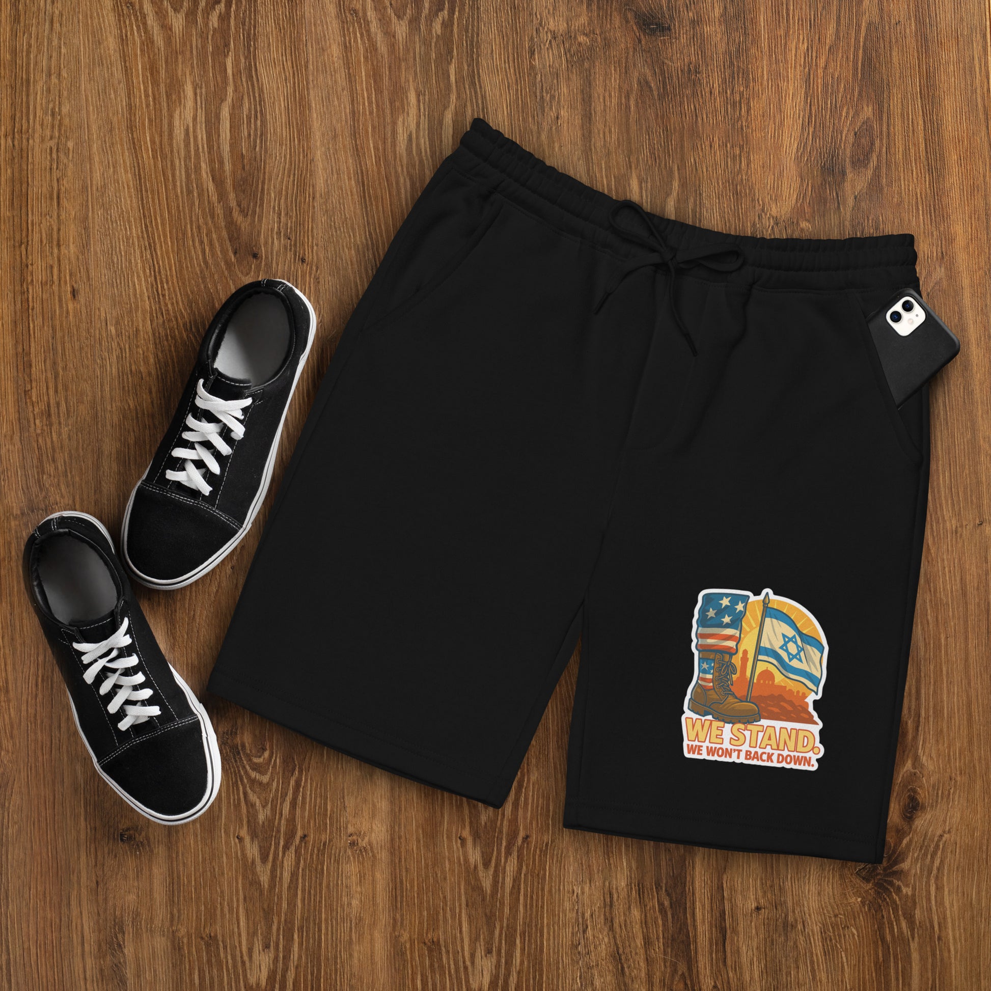 We Stand Men's Fleece Shorts - American Zionist