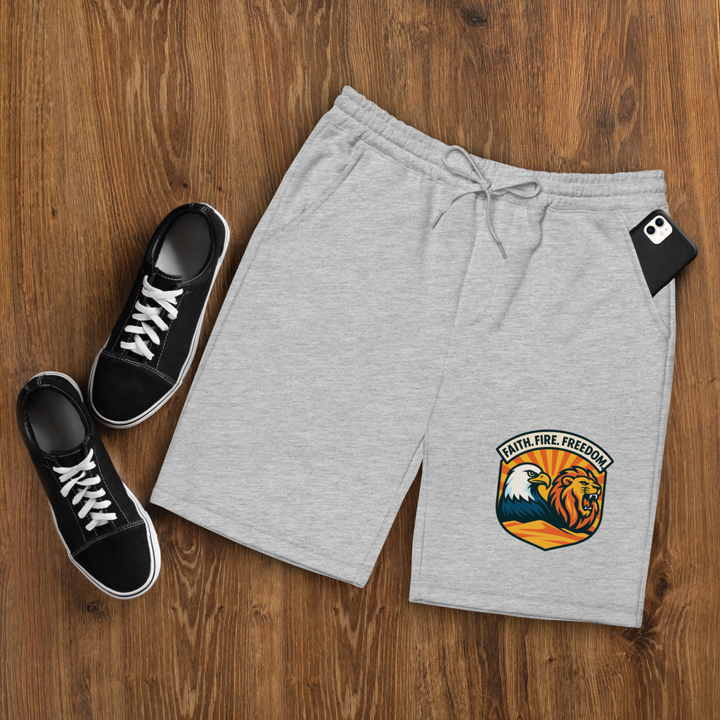 Lions Eagles Rise Men's Fleece Shorts - American Zionist