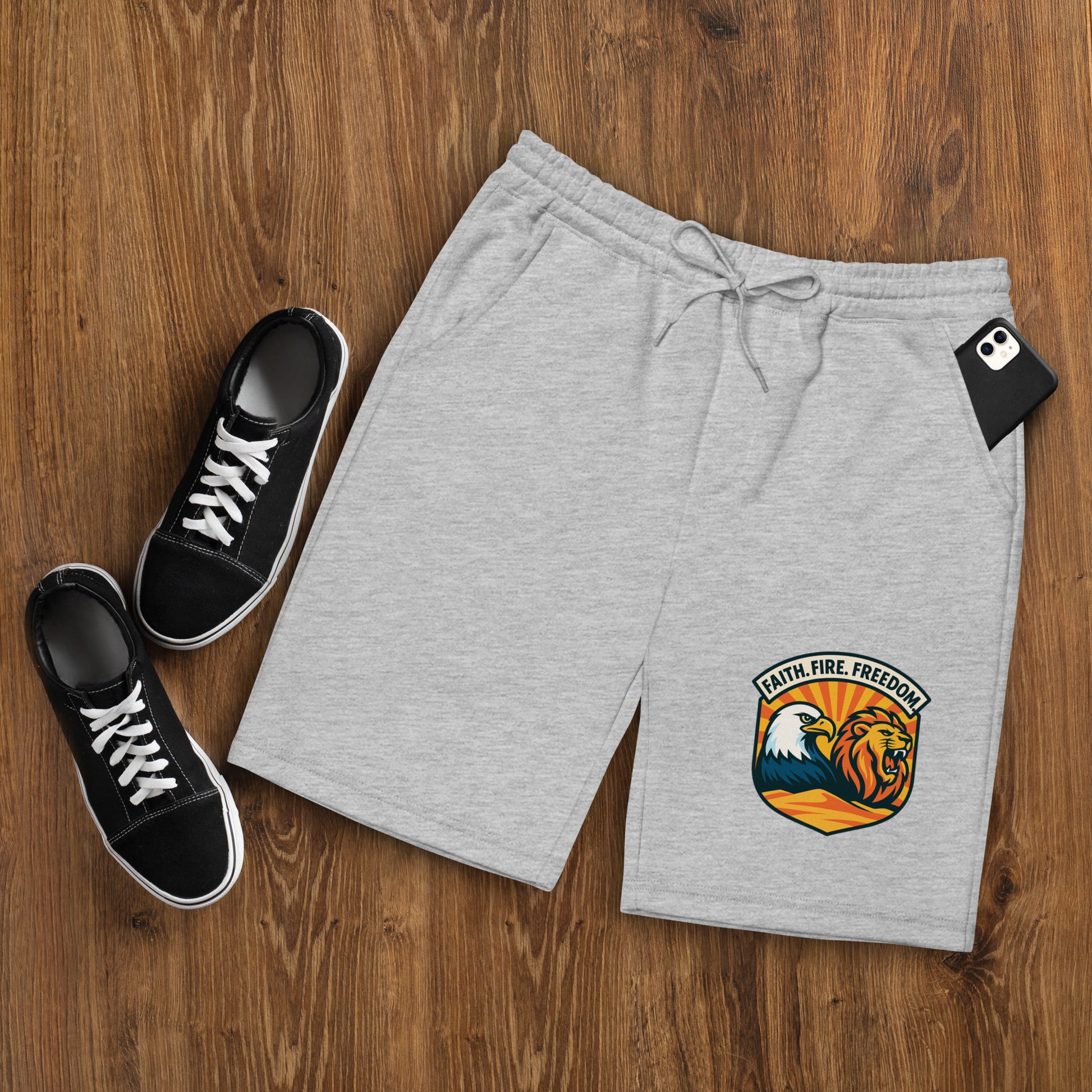 Lions Eagles Rise Men's Fleece Shorts - American Zionist