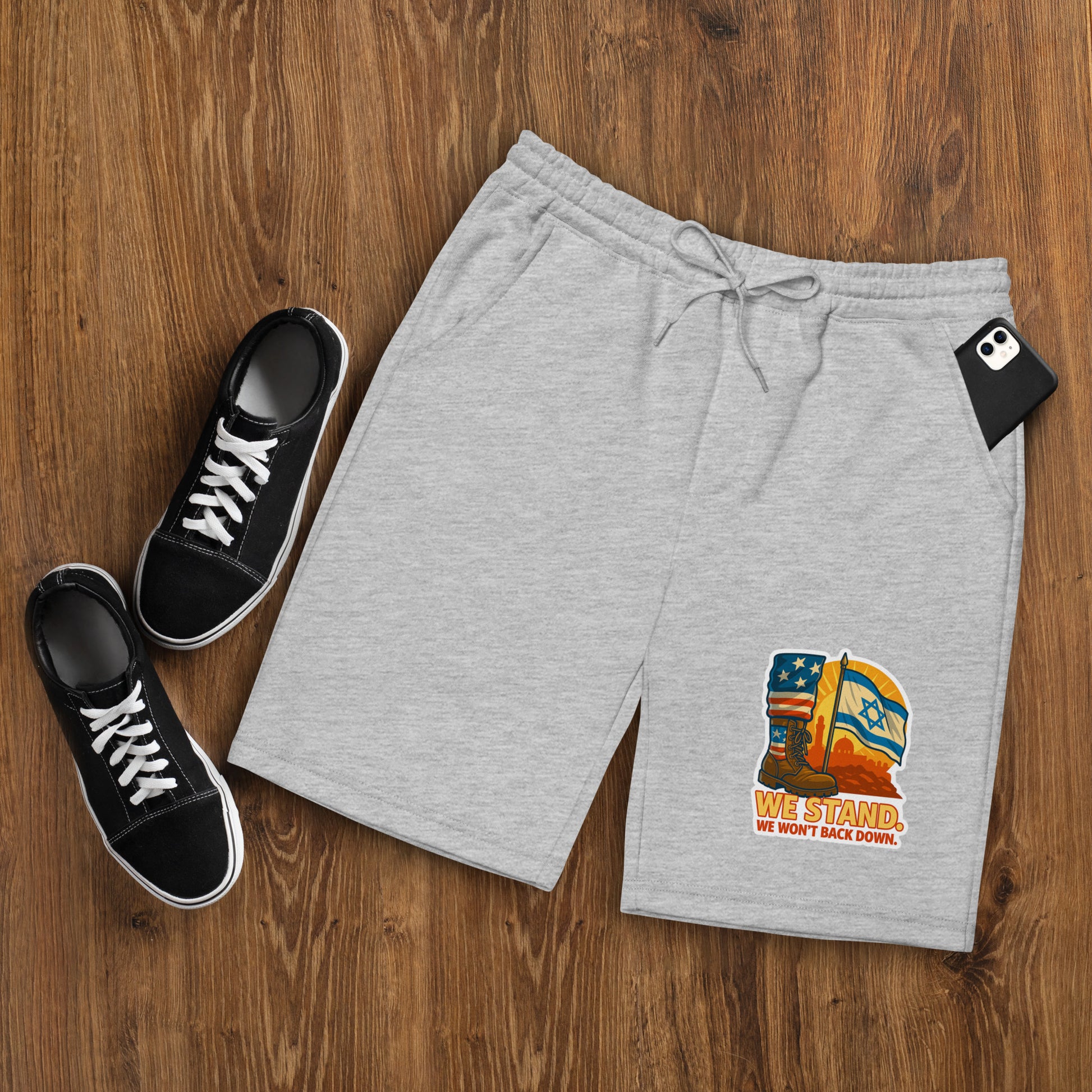 We Stand Men's Fleece Shorts - American Zionist