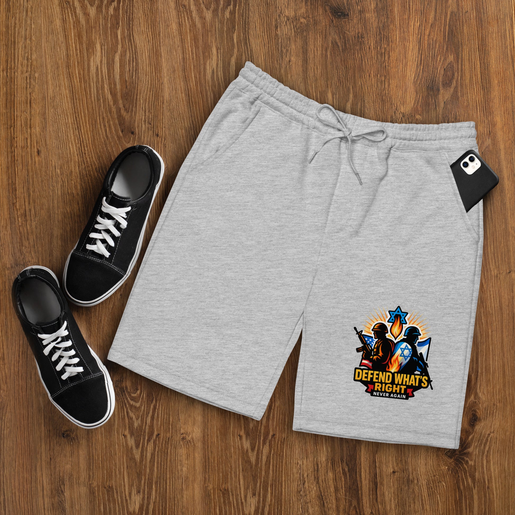 Defend Whats Right Men's Fleece Shorts - American Zionist