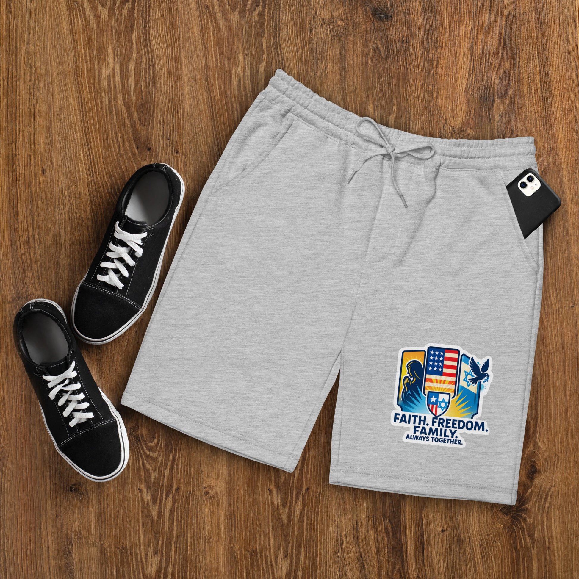 Faith Freedom Family Men's Fleece Shorts - American Zionist