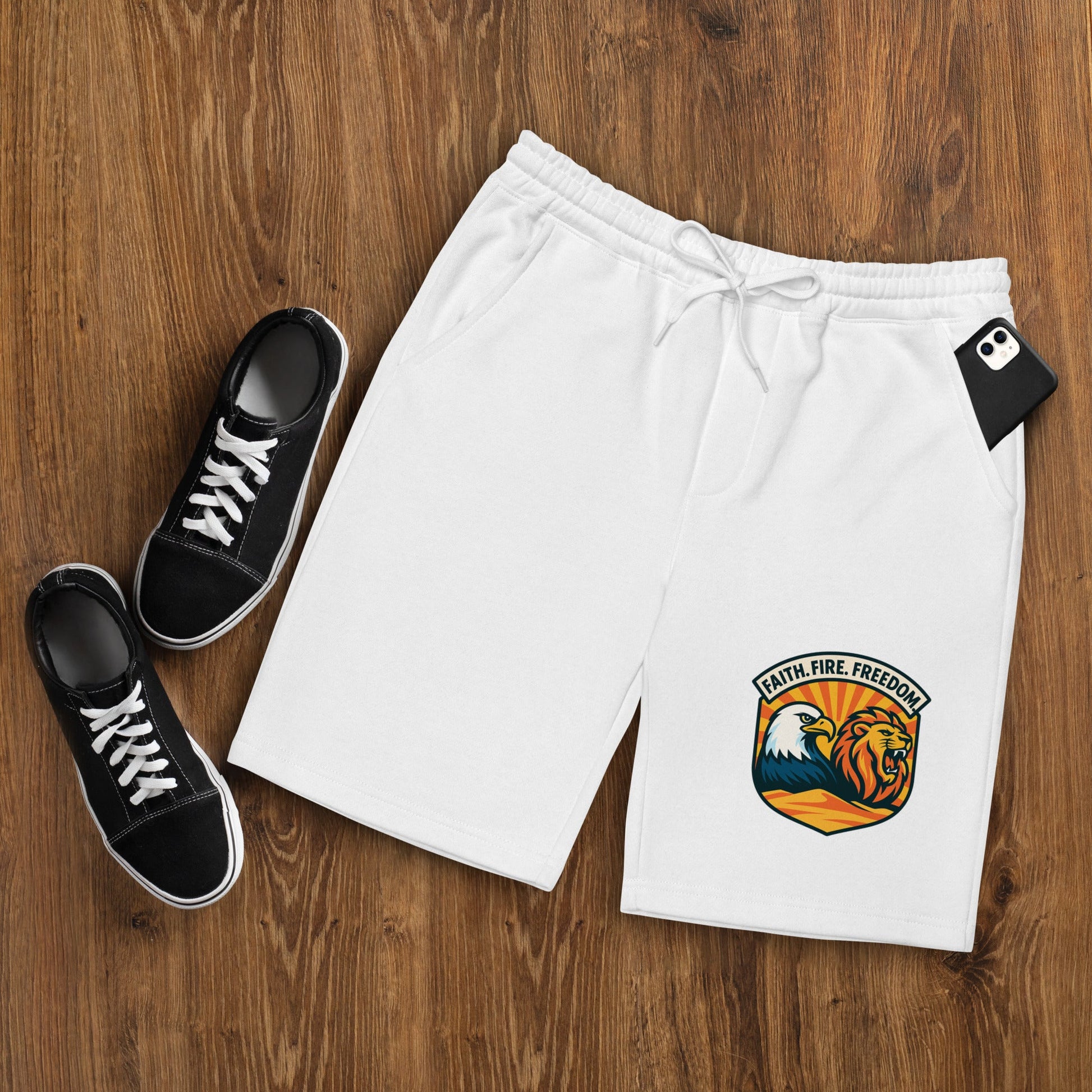 Lions Eagles Rise Men's Fleece Shorts - American Zionist