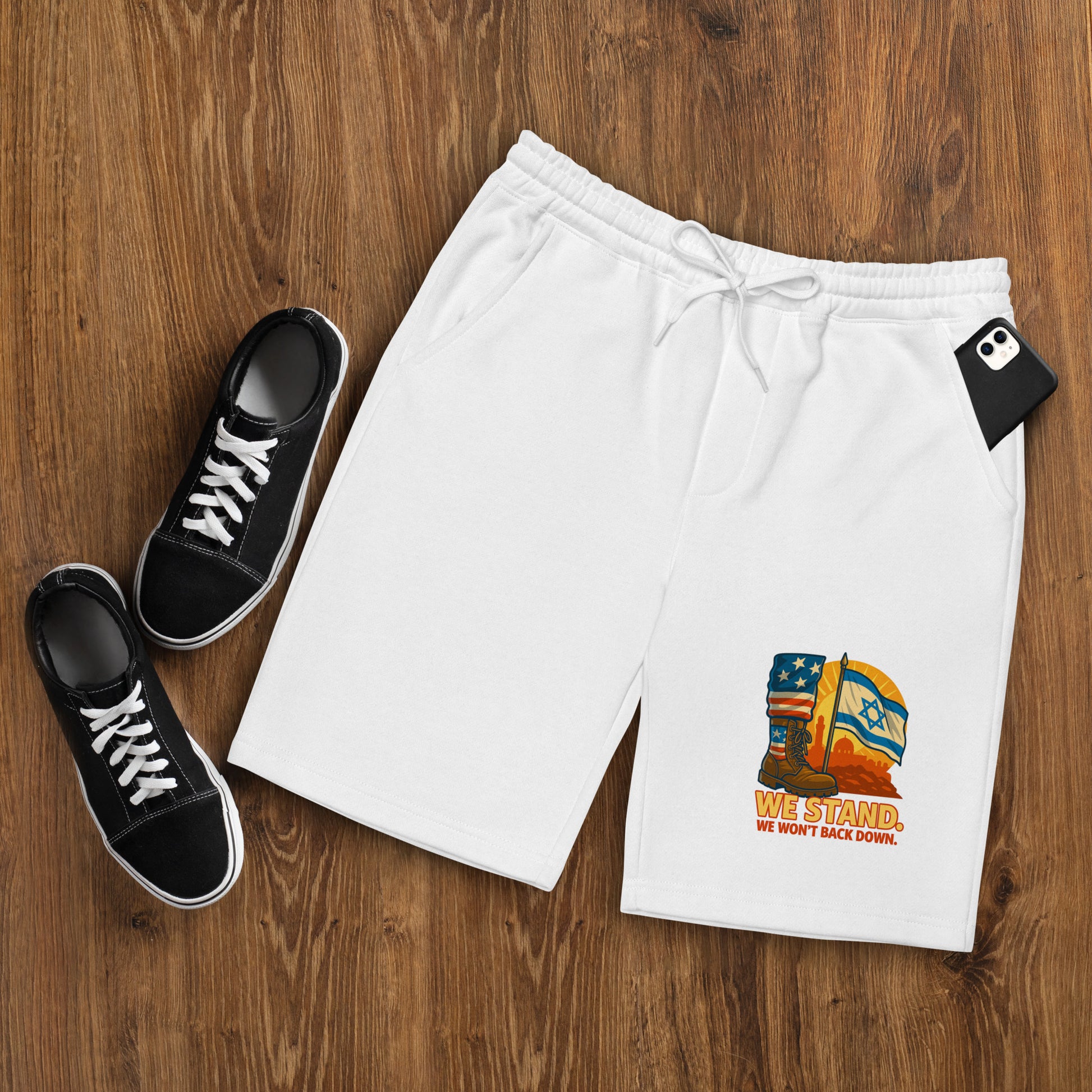 We Stand Men's Fleece Shorts - American Zionist