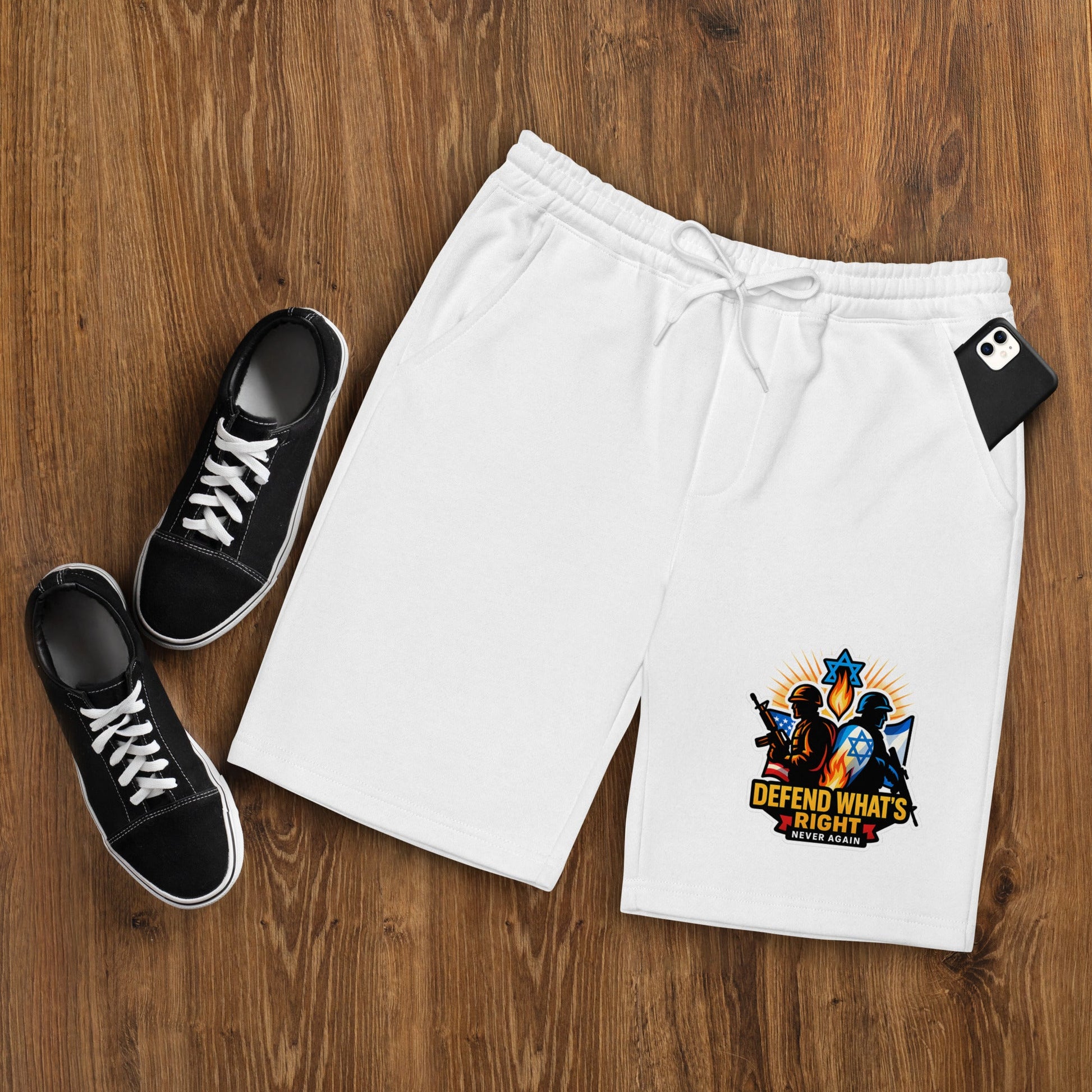 Defend Whats Right Men's Fleece Shorts - American Zionist