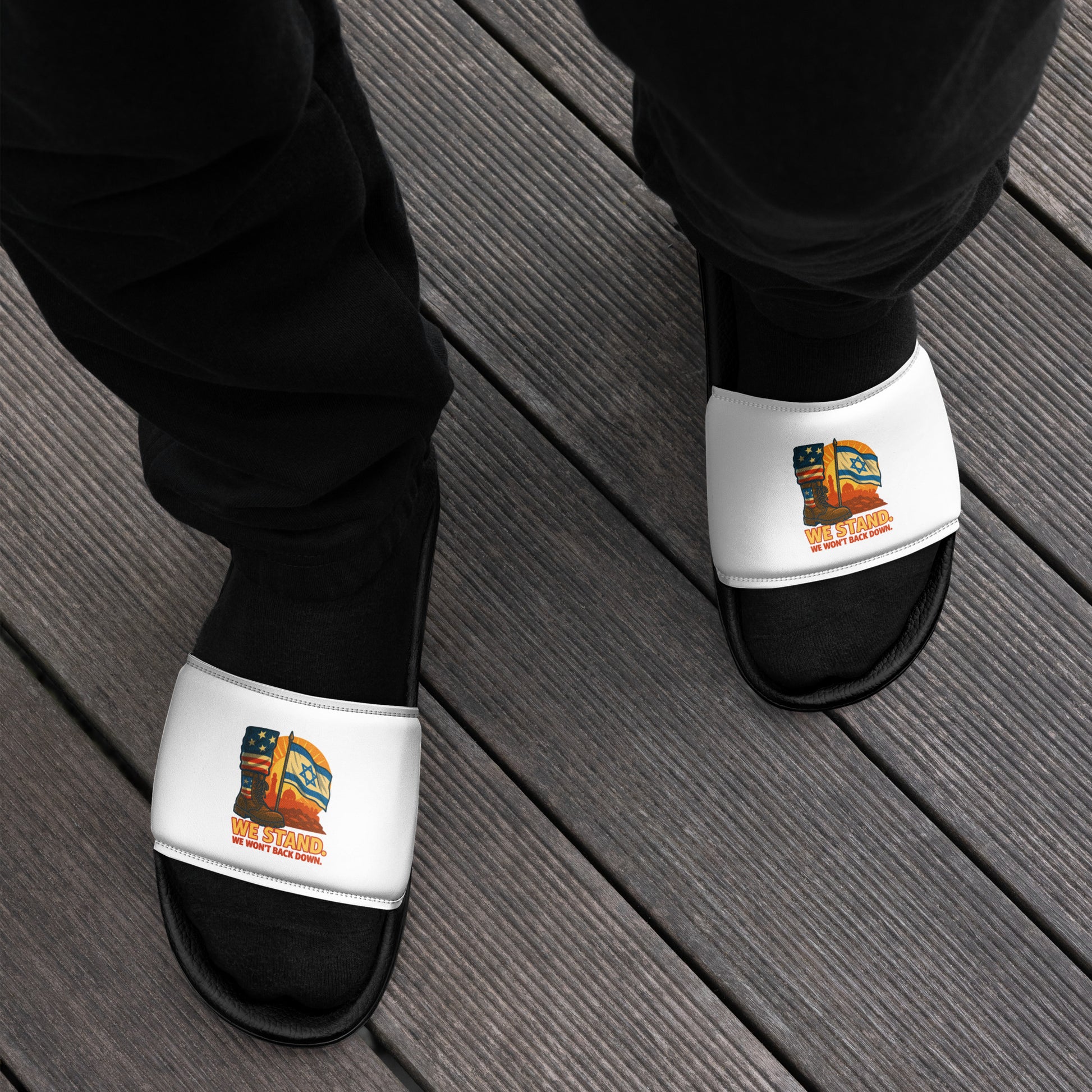 We Stand Men's Slides - American Zionist