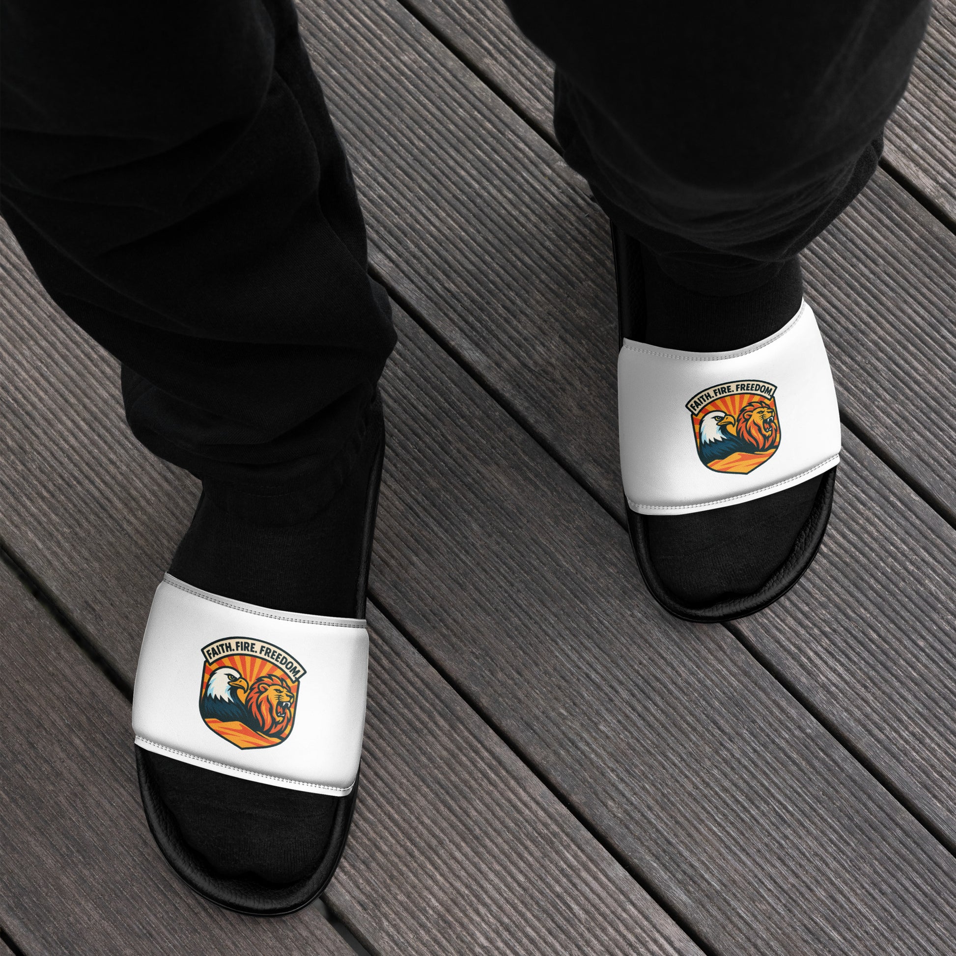 Lions Eagles Rise Men's Slides - American Zionist